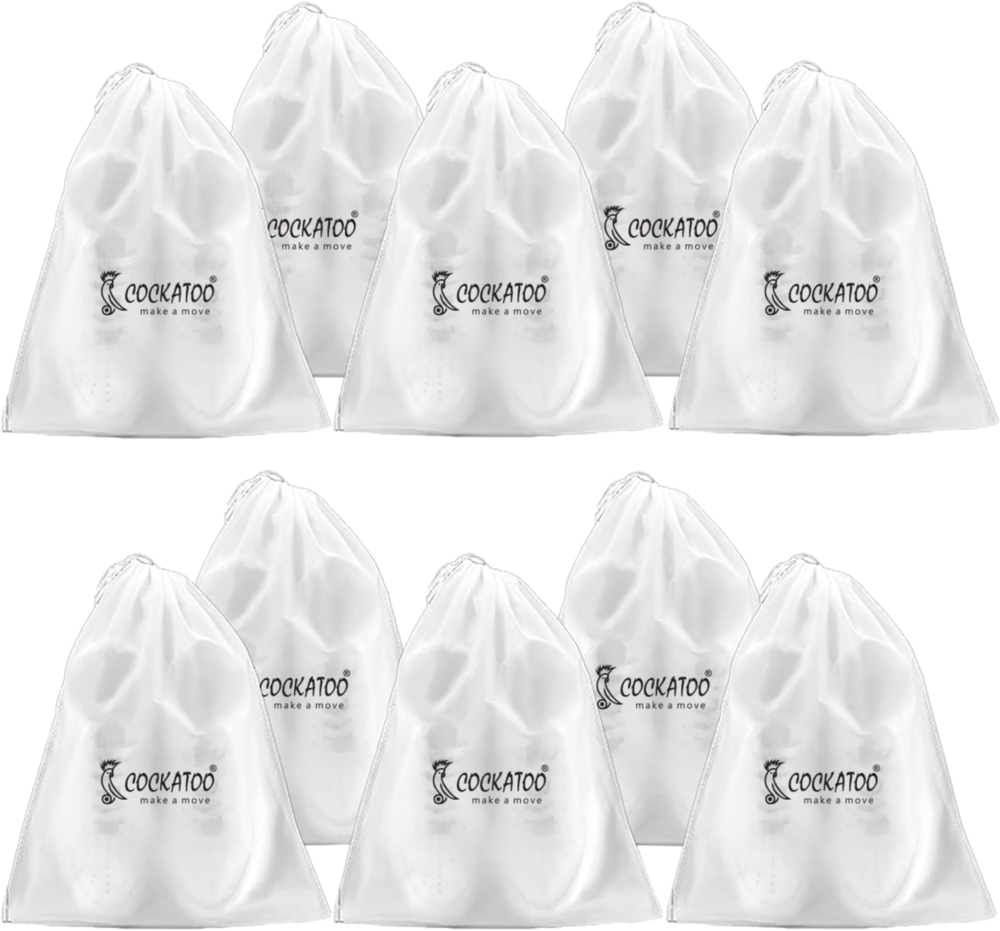 Cockatoo PE Shoe Bag for Travel & Storage, Women & Men, Travelling Shoe Storage Bag, Shoe Storage Organizer Bag - Pack of 10 Shoe Pouch(30 x 35 CM)