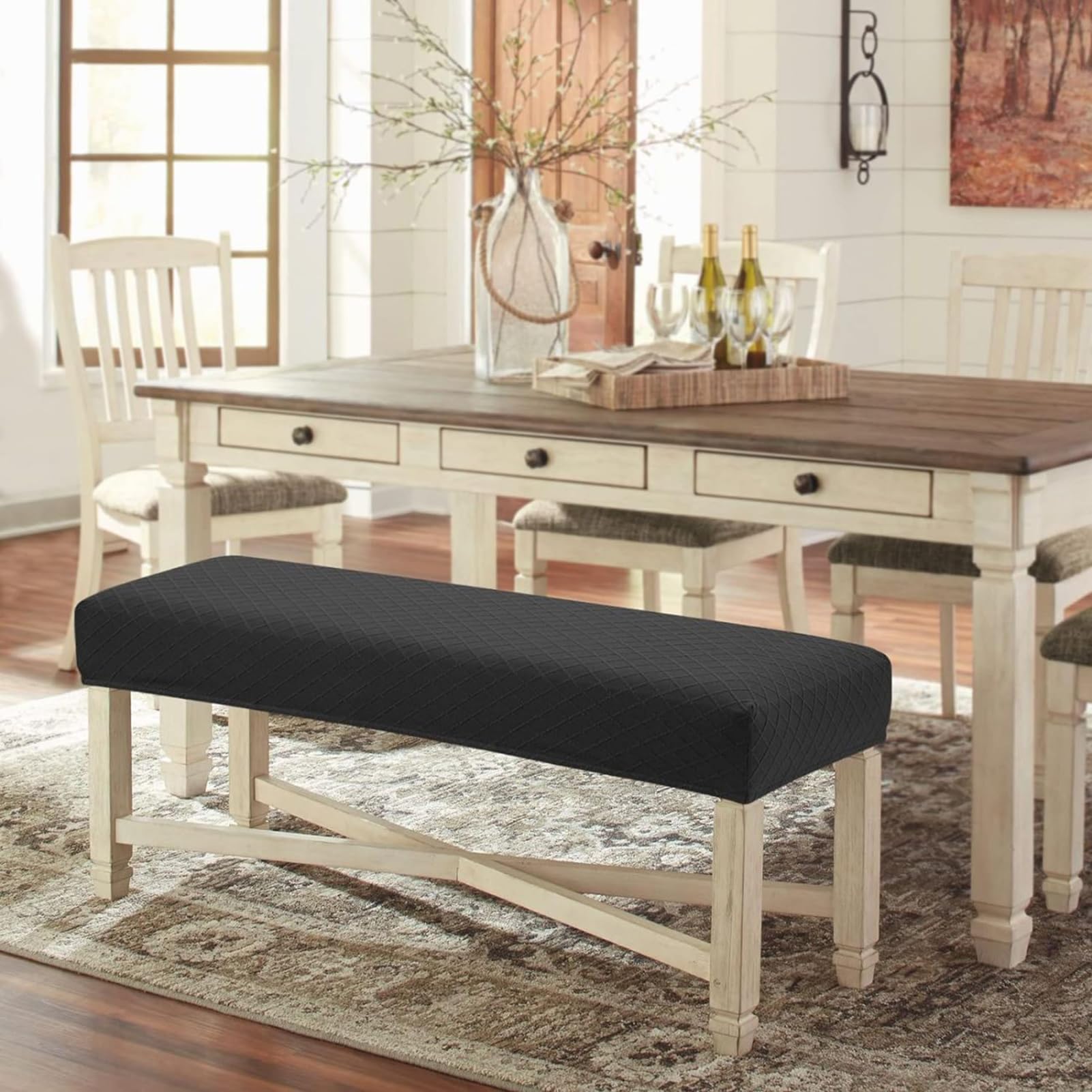 Copertura per panca da esterno, impermeabile, protezione per panca da cucina, protezione universale per panca da giardino, colore nero