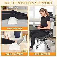 Vista 4 de AllSett Health Almohada de media luna grande para piernas, rodillas, parte inferior de la espalda y cabeza, almohada de apoyo lumbar para la cama