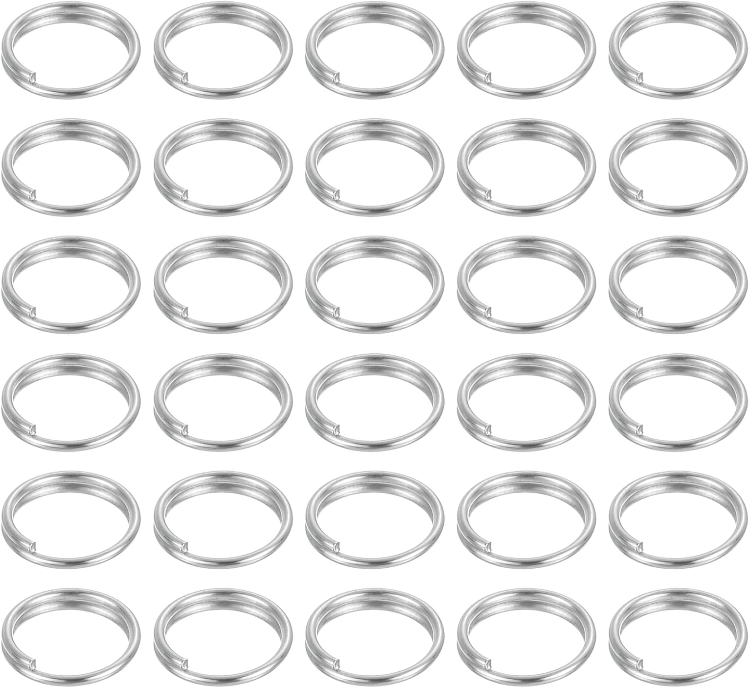 uxcell 100Pcs 8mm Double Loops Split Rings, Round Jump Ring Connector, Small Nickel Plated Small Key Chain Ring Part for DIY Crafts Making, Silver