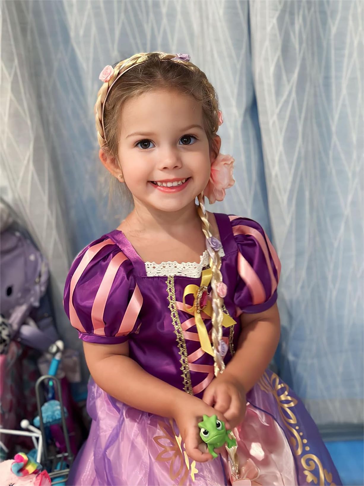 Aoiviss Disfraz de Princesa con Mangas Abullonadas para Niñas Púrpura Vestido Cosplay Fiesta Cumpleaños