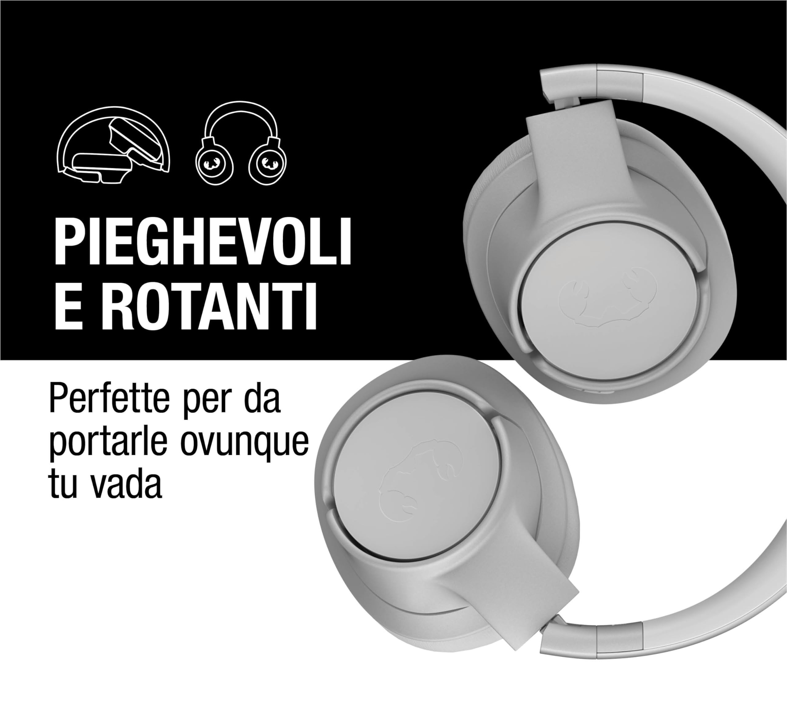 Fresh 'n Rebel Clam Core Cuffie Bluetooth Over Ear con Microfono ENC (chiamate perfette), Controllo del volume e tasti play/pause, 45 ore di Riproduzione, Senza Fili (Bianco)
