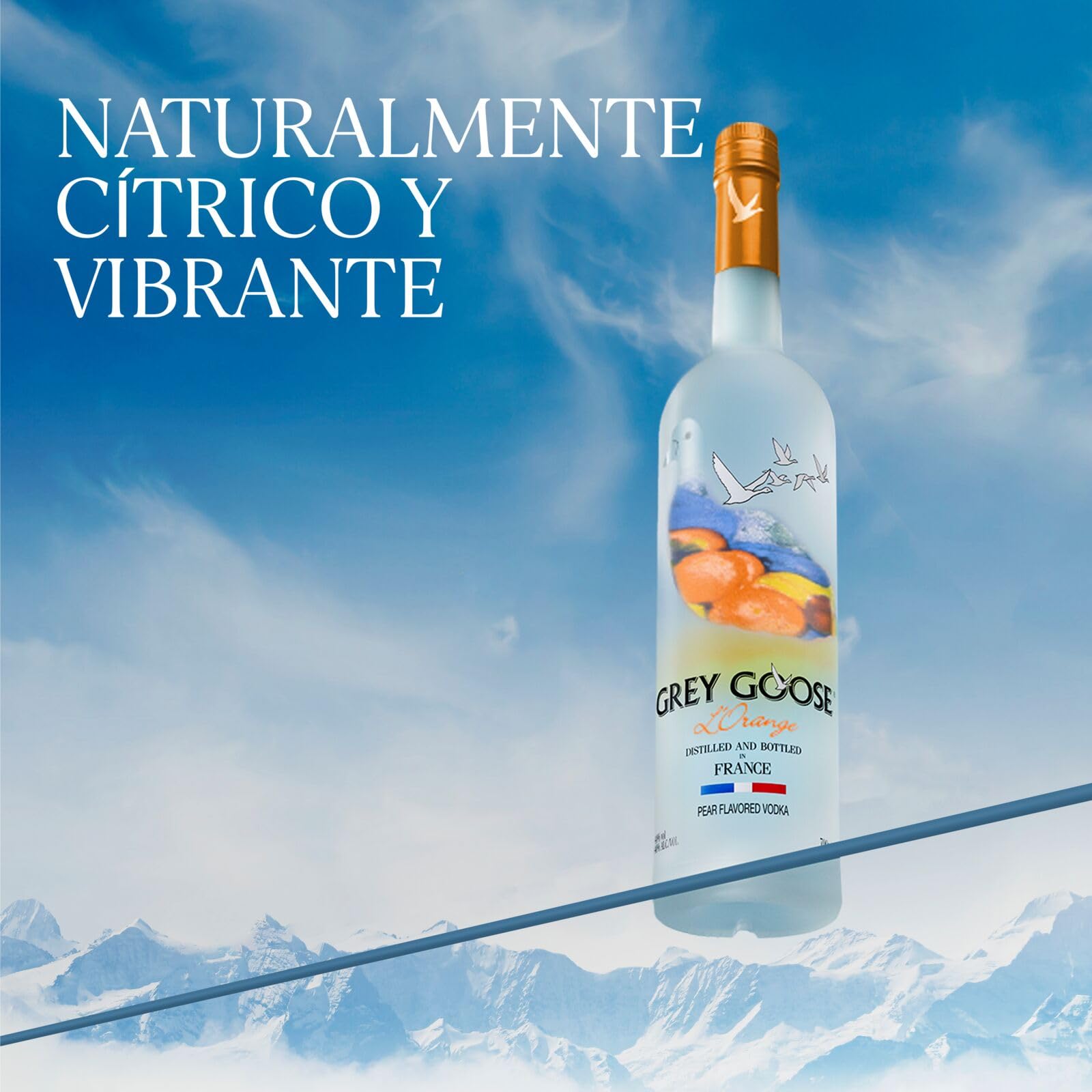 GREY GOOSE L'Orange, ALC. 40%, 100 cl / 1 l, vodka francés de elaborado con vodka GREY GOOSE y esencia de naranjas de Florida