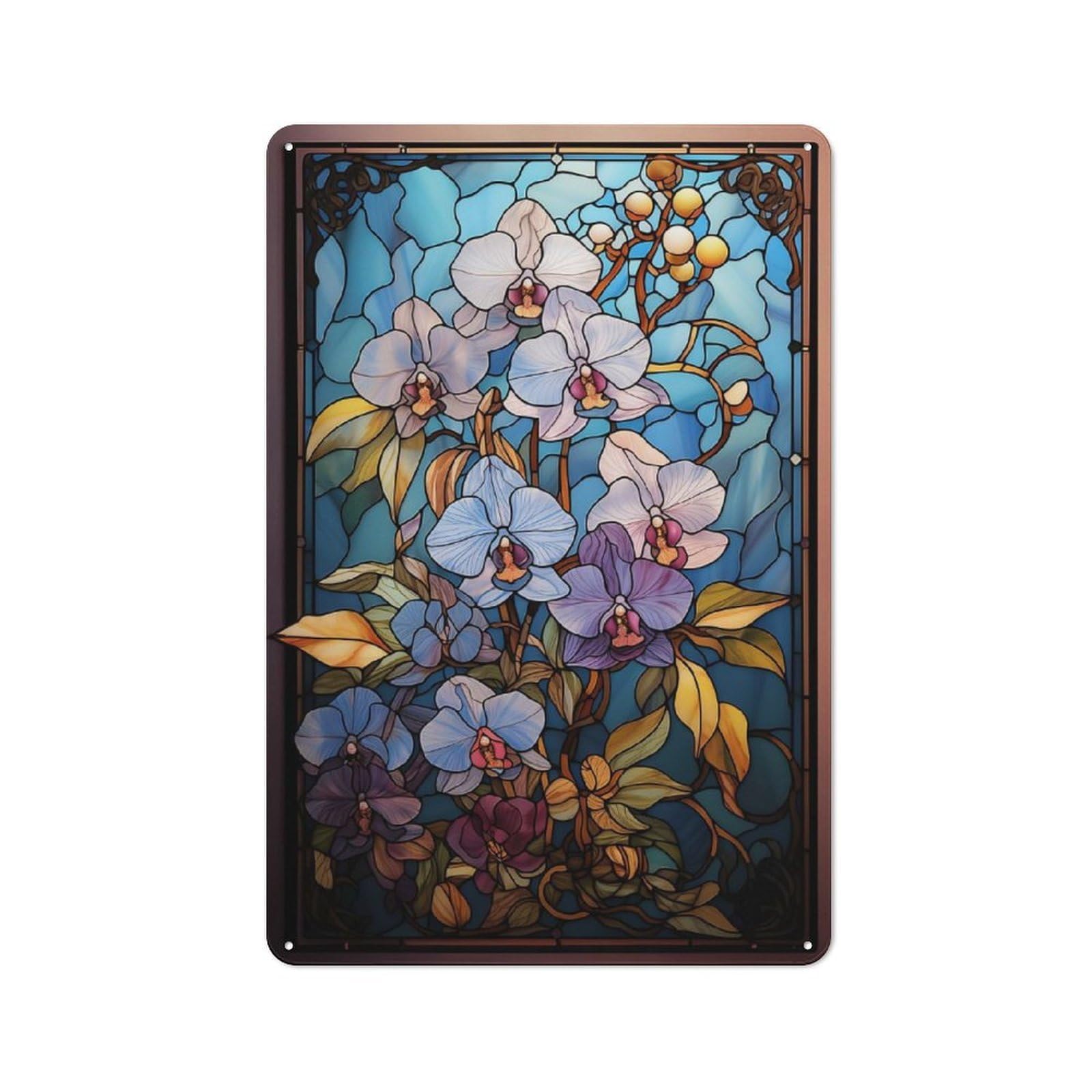 Junmoney Orchids For Valentines Day Tin Wall Plaque 30X20cm With For Living Room Or Hallway, For Garage, Workshop And Man Cave Decoration