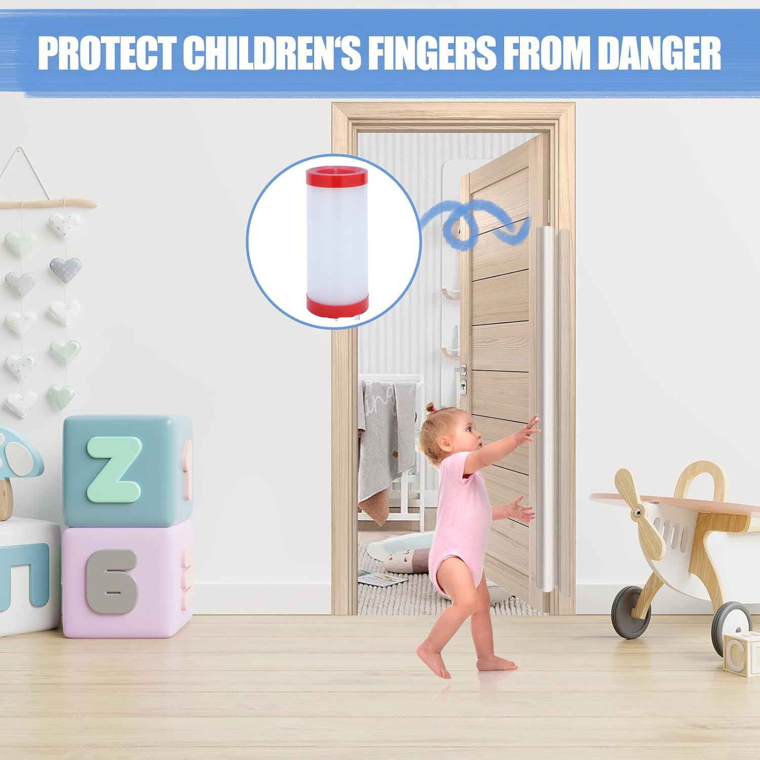 MEISO 2 Piezas Protector de Dedos para Puerta, Protectores Antipellizcos Puertas, Protector Puertas Niños Dedos, Protector de Clip para Dedos de Puerta Autoadhesivo, para Guarderías, Hogar, Escuela