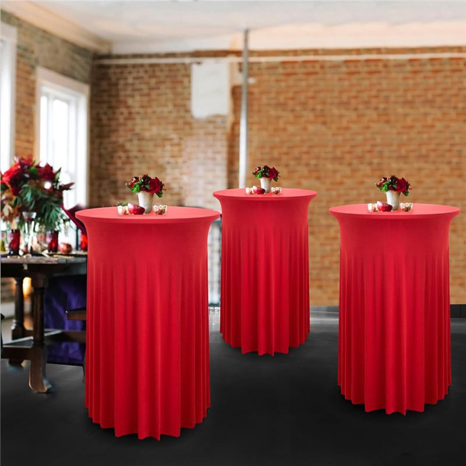 Tovaglia alta elasticizzata per tavoli da cocktail, tovaglie per feste di Natale, eleganti coperture per banchetti per interni ed esterni, matrimoni, bistrot e pub, facili da pulire
