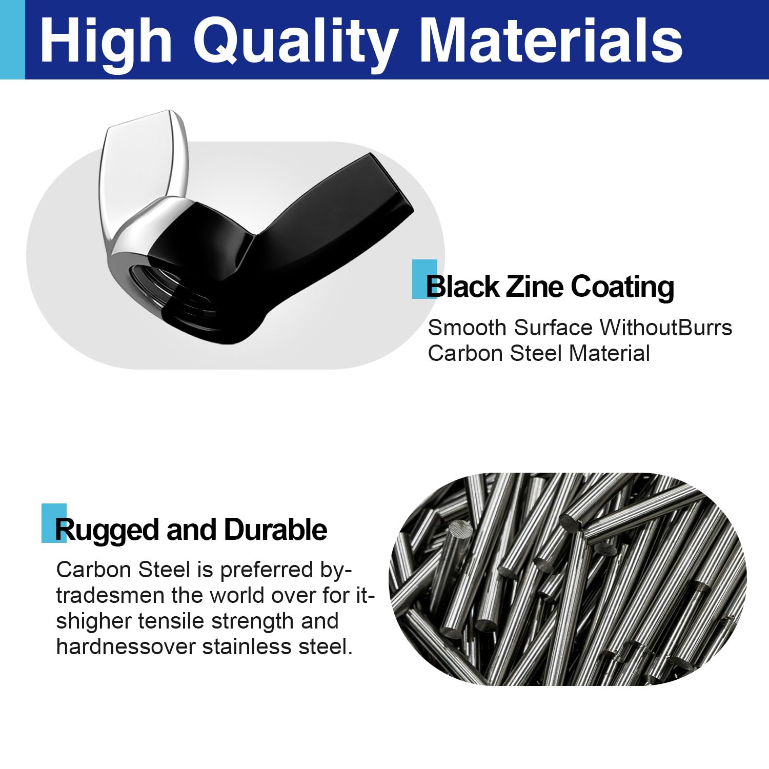 25 Wing Nuts - Black Zinc Plated Steel -4 25 Wing Nuts - Black Zinc Plated Steel -4