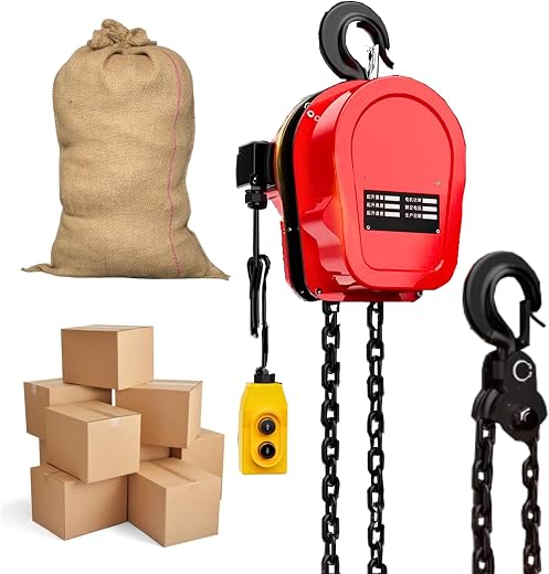 SWADESI KRAFTS 2HP DHY Three phase Electric Chain Hoist 3Ton(900-1000kg Safeload) Heavy Duty DoubleFall Working Height 3me...
