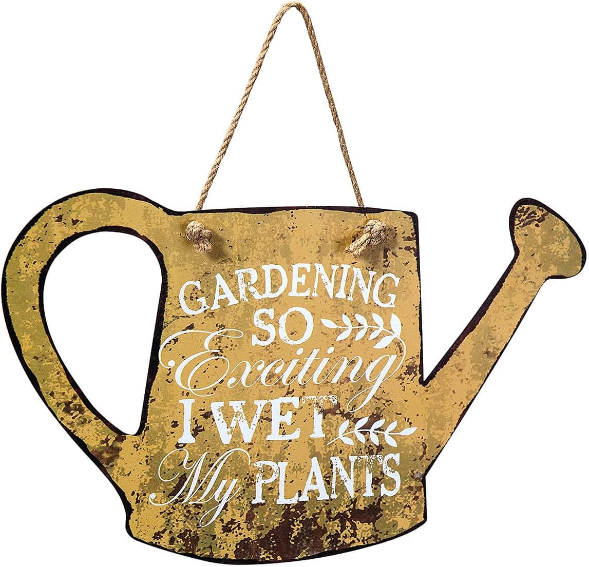 Metal I Wet My Plants Watering Can, Crafted with 100% Decorative Metal, Easy Assembly, Outdoor Décor – Measures 13 Long x 8.5 Wide by Fox RiverTM Creations