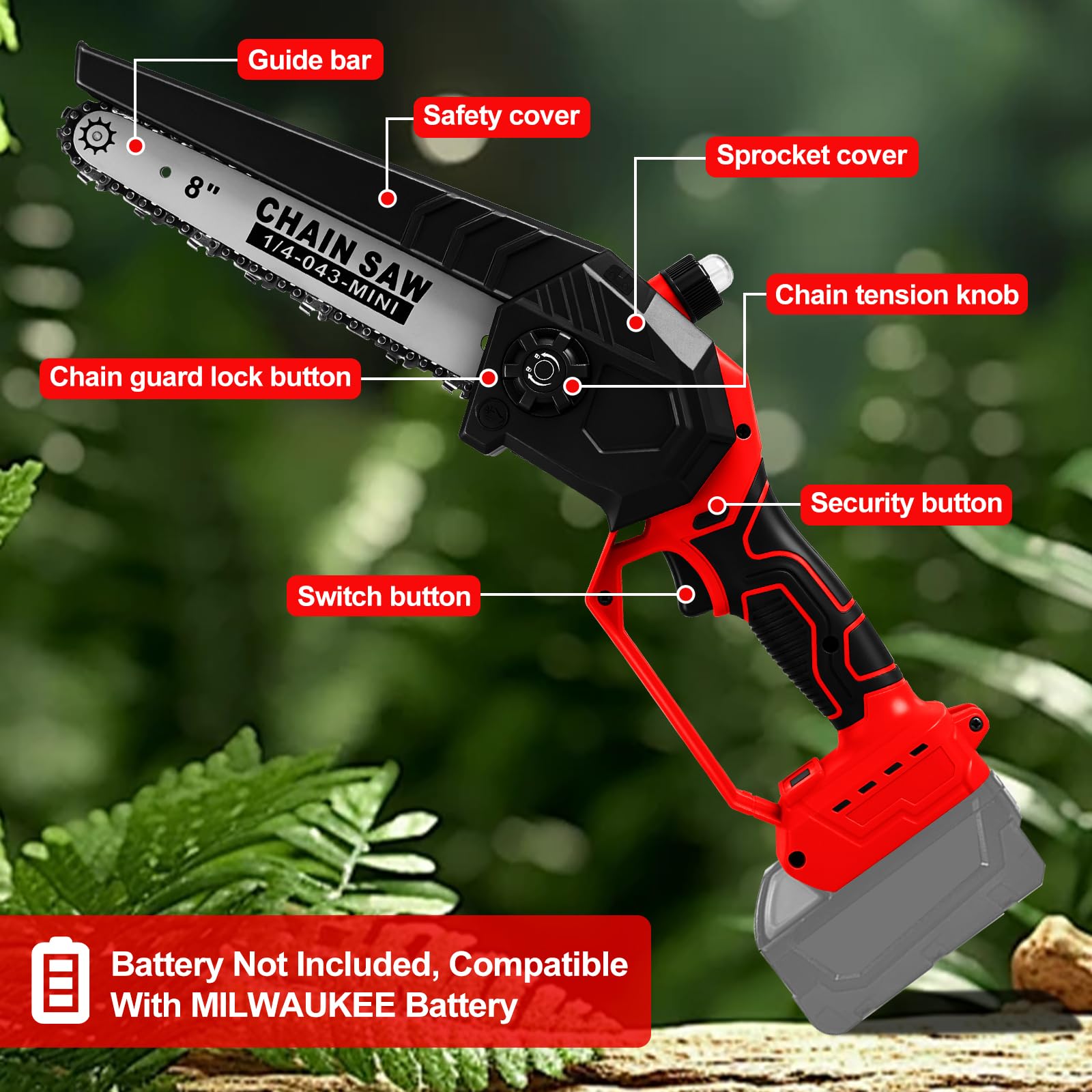 Mini tronçonneuse électrique sans fil 8" pour Milwaukee 18V (sans batterie)