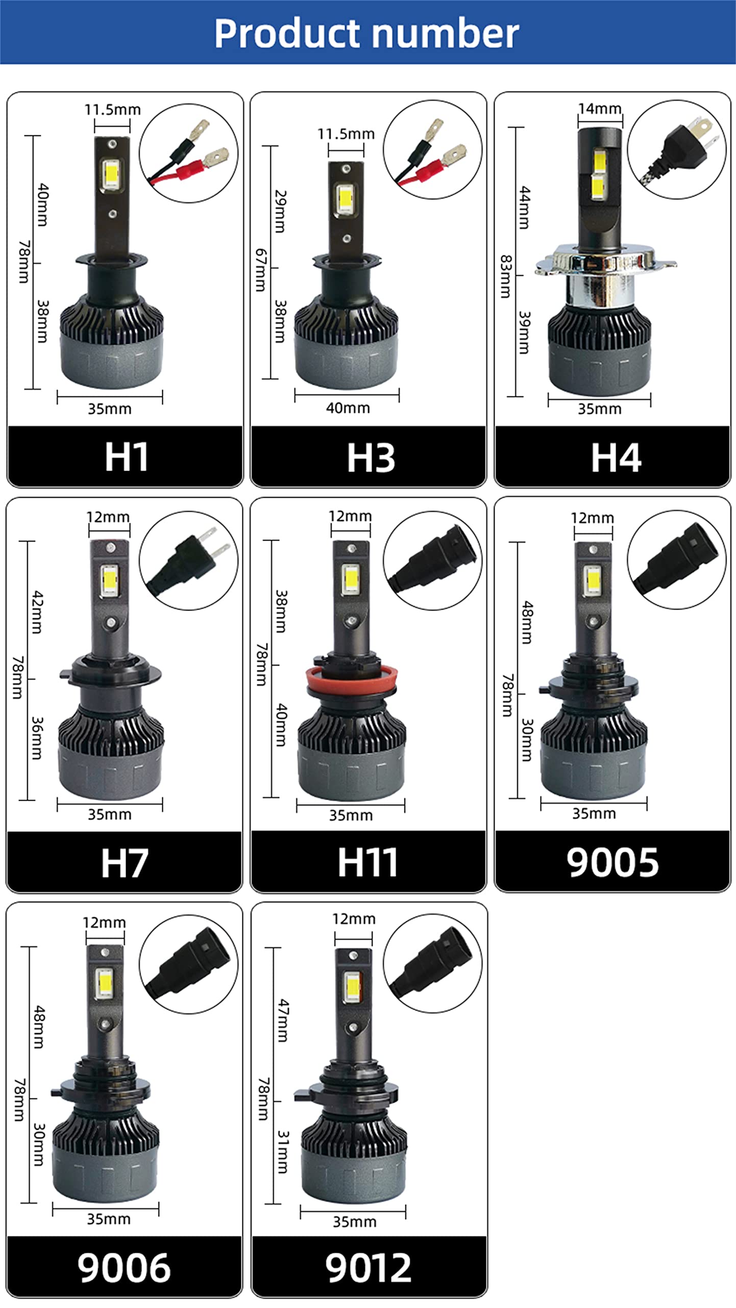 Bombillas LED Para Faros Delanteros, Faros LED Superbrillantes Con 50 W, 13000 Lúmenes, Kit De Conversión De Faros Delanteros Para Automóviles Con 6000 K Blanco Frío E,H4