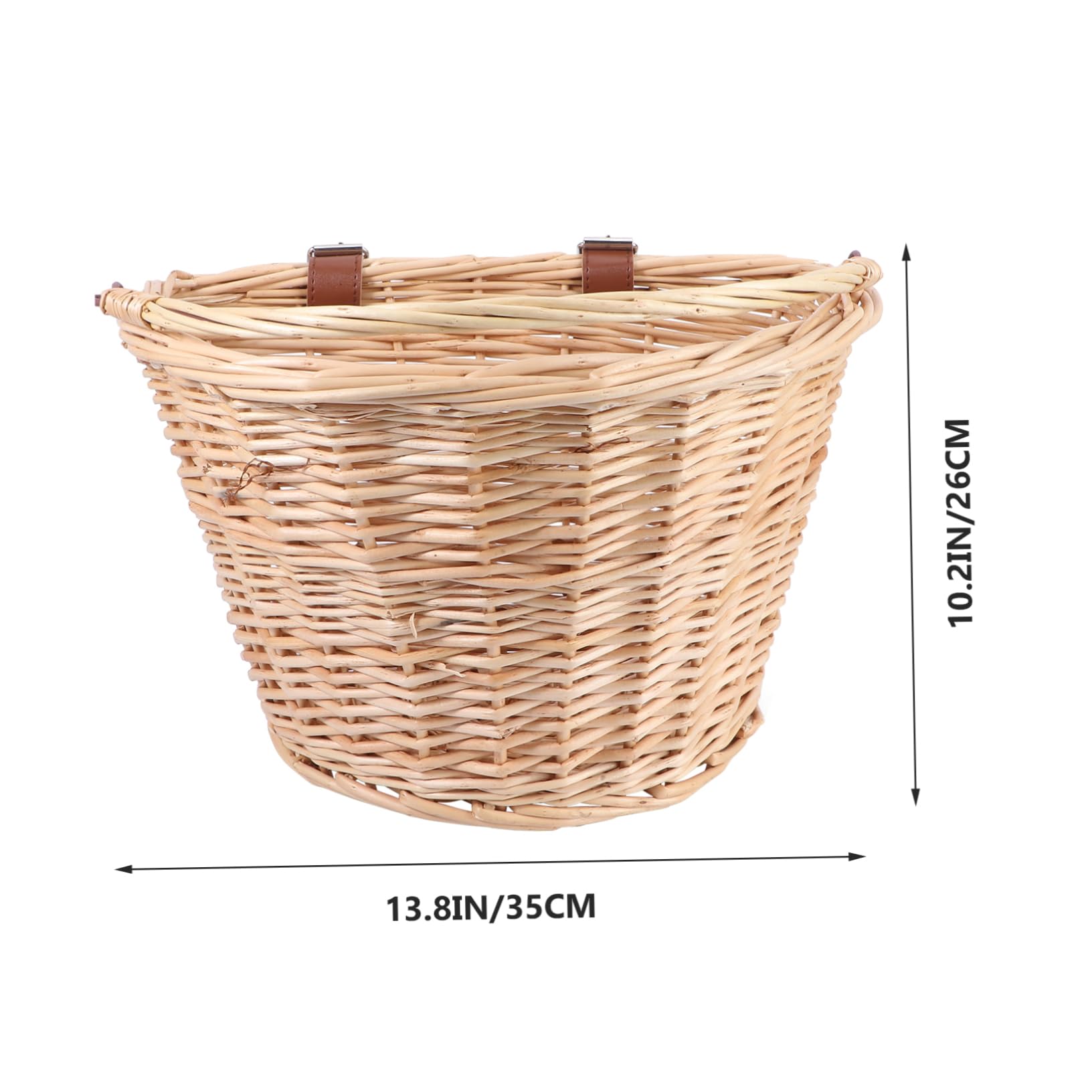 POPETPOP Rattan Front Basket for Bicycles Wicker Bike Basket with Handle for Outdoor Cycling Storage Stylish Color Design