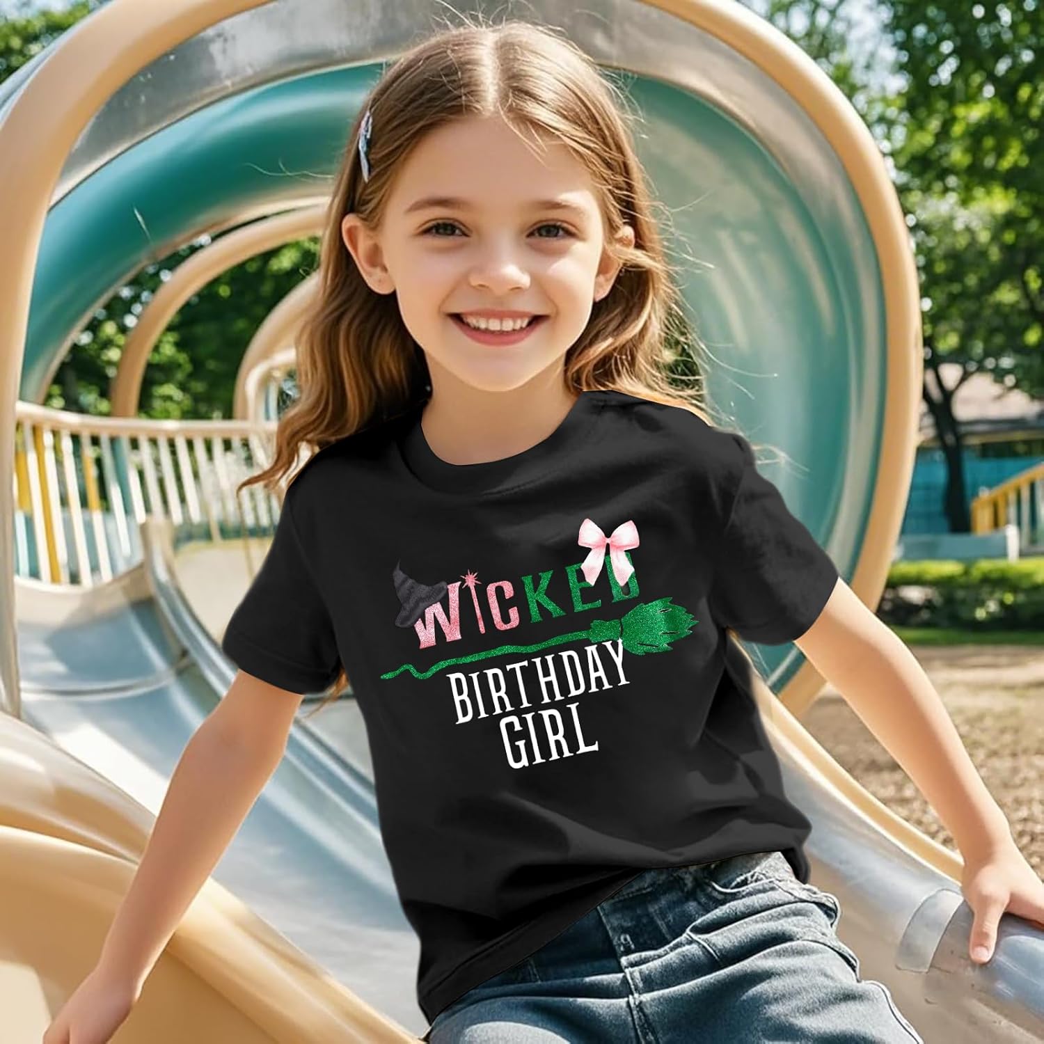 Girls Musical Shirt Sparkly Witch and Princess T Shirts Birthday Girl Shirt Cute Graphic Short Sleeve Tops Party Tees - Image 3