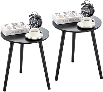 Apicizon Round Side Table Set of 2, Black Nightstand Coffee End Table for Living Room, Bedroom, Small Spaces, Morden Side Table Home Decor Bedside with Wood Legs, 16.5 x 20.5 InchesThe Forest Stewardship Council