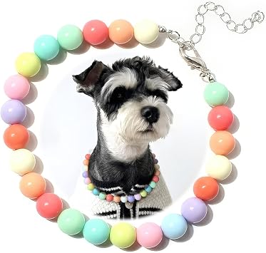 Hosiwei Dog and Cat Rainbow Beads Collar Necklace, Faux Pearls Necklace Pet Jewelry Colorful Candy Colors Colorful, L9.9-16.5lb
