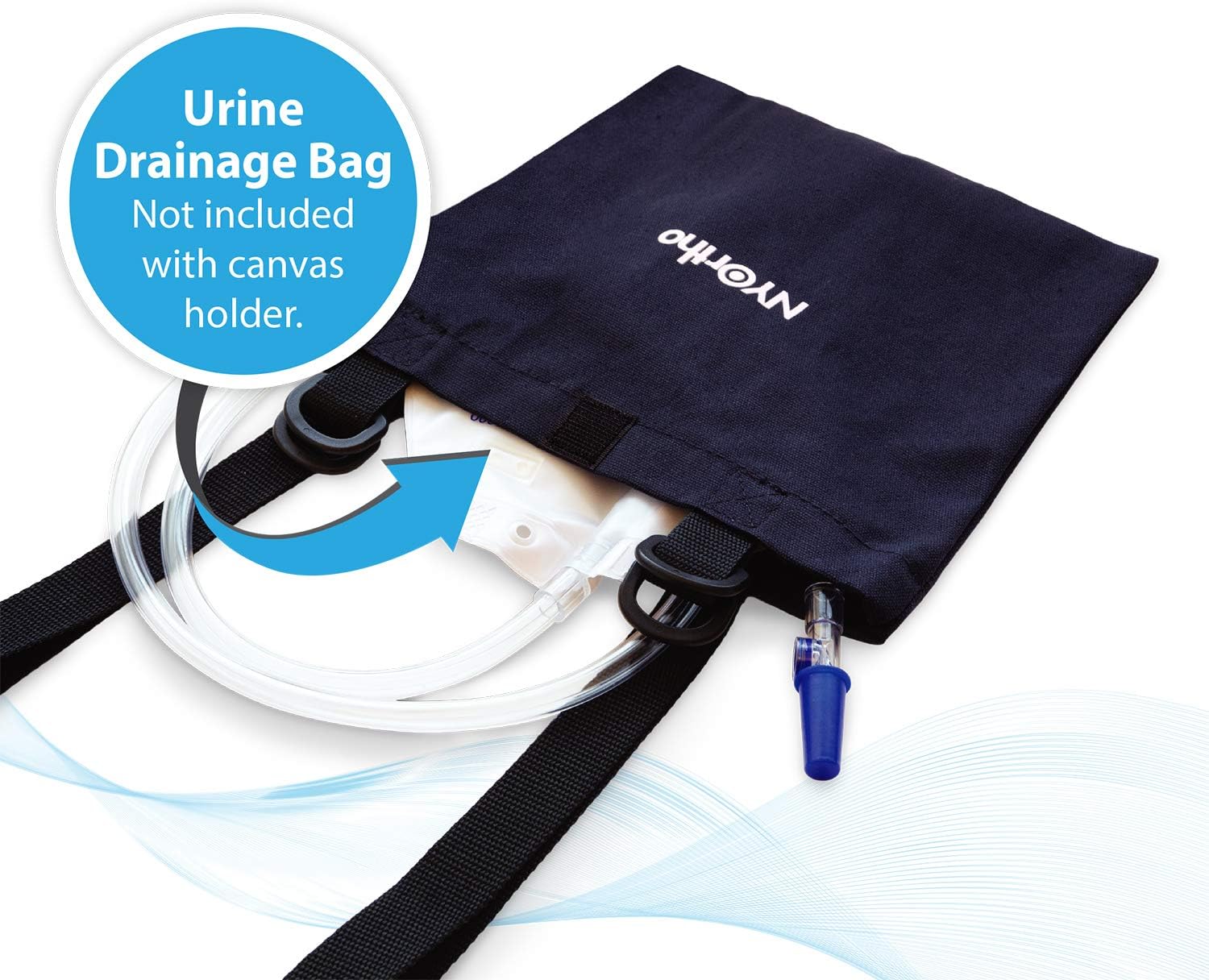 NYOrtho Urine Drainage Bag Holder – Canvas Privacy Cover with Adjustable Straps for Foley, Catheter & Nephrostomy Bags – Prevents Dragging – Hangs Under Wheelchair, Geri-Chair & Bed – 11x9 in – 1 Unit