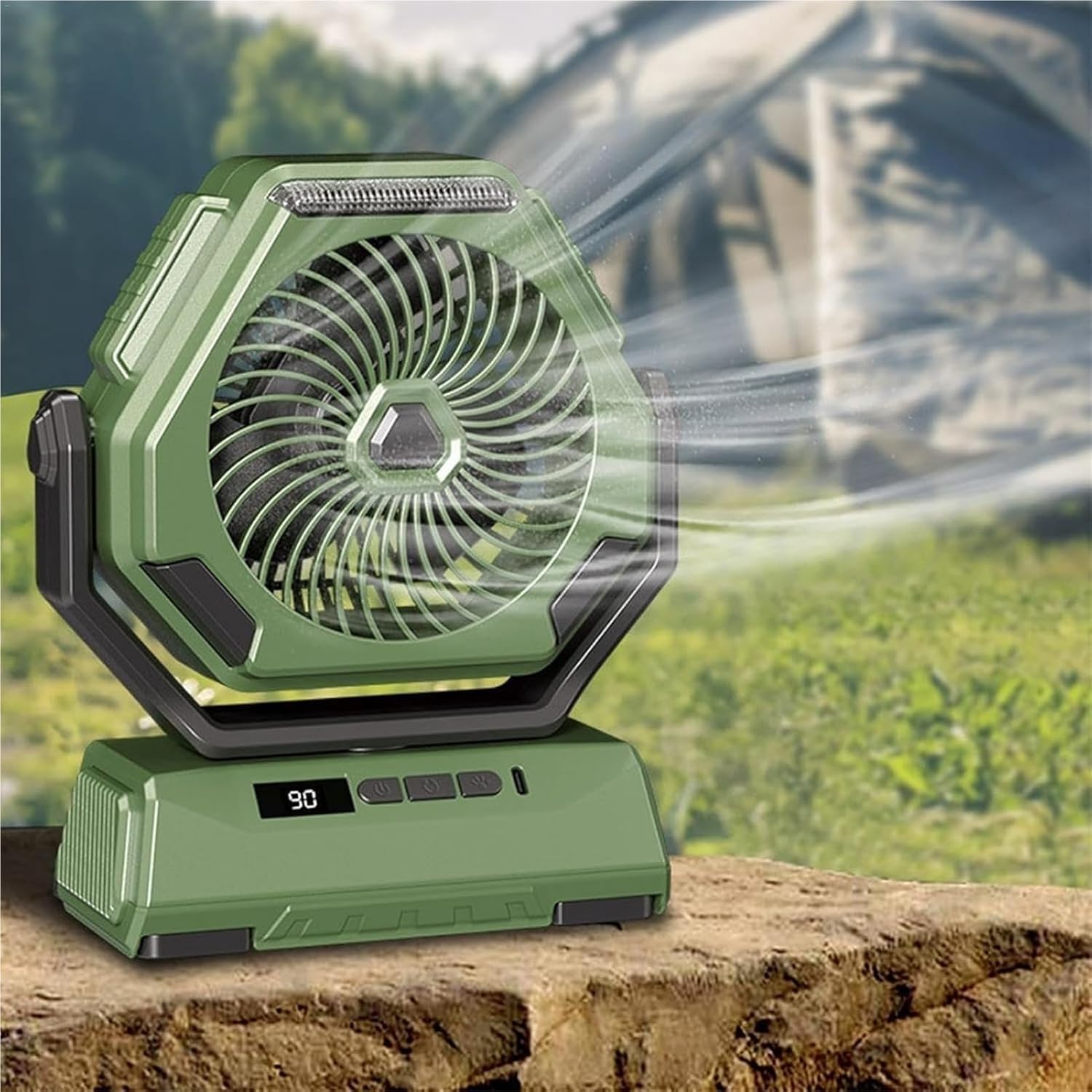 Outdoor Fan with LED Light, Lightweight Tent, Energy-Efficient USB, Battery Operated