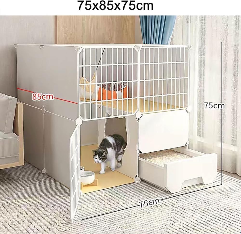 Cat Cages Indoor Litter Dog Playpens Caves Houses Box Kitten Cage Cats Outdoor Enclosures,Indoor Cat Playpen - Detachable Metal Wire Enclosure for Cats, Puppies, Ferrets - Safe and Spacious