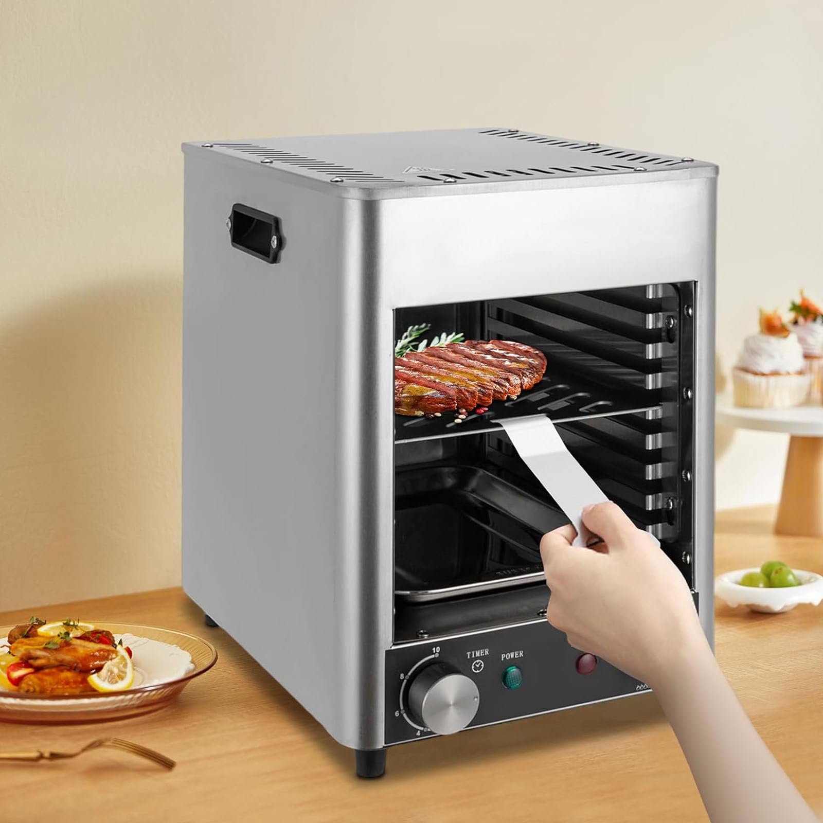 Freidora De Aire Y Horno Tostador De 1700 W, Horno De ConveccióN Grande De Encimera, Horno De Parrilla Para Carne, Parrilla Para Barbacoa Sin Humo, Horno De Pizza Para Interiores, Horno,220V