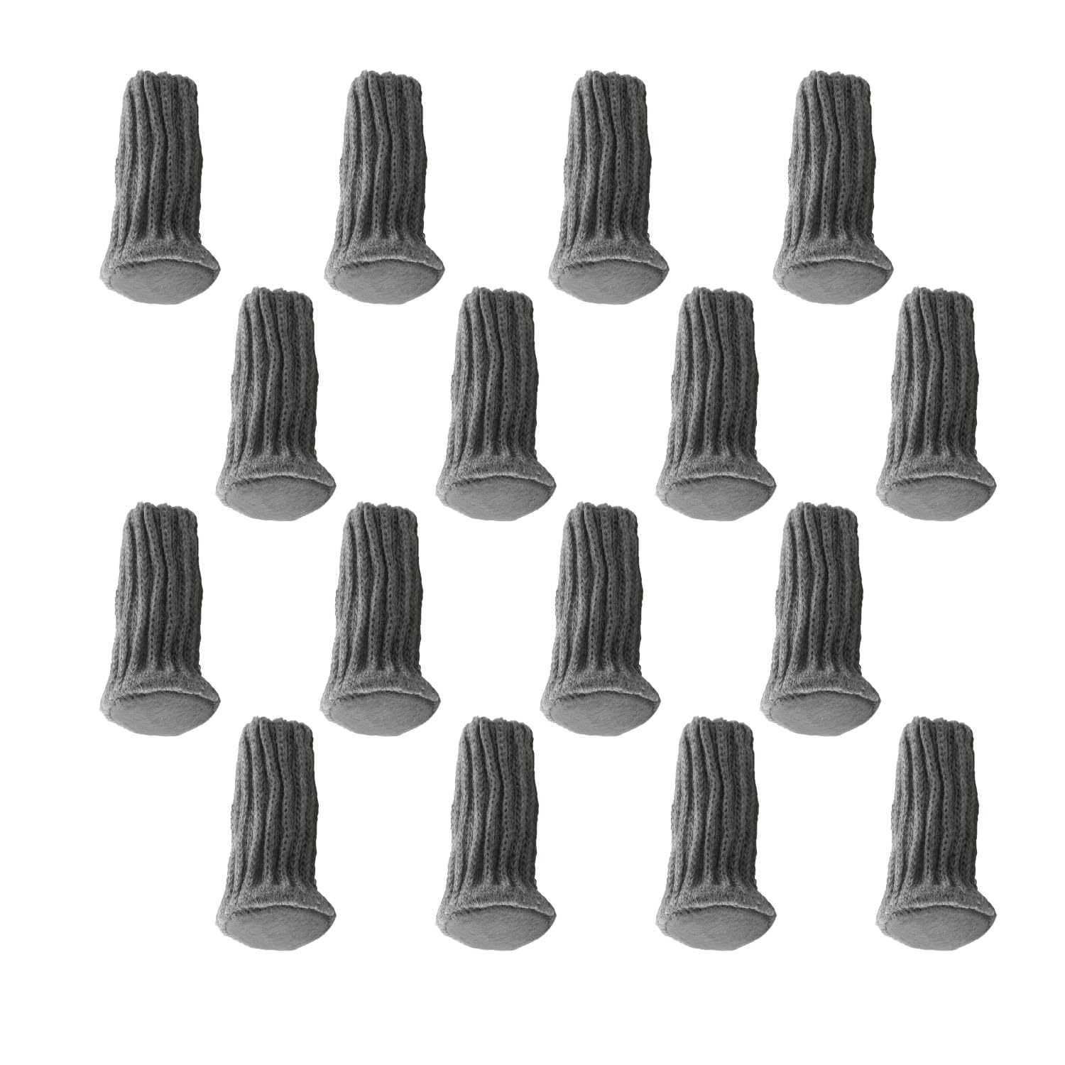 Bojueshaw 16PCS Grey Elastic Knitted Chair Leg Sleeves,Non-Slip Chair Table Feet Socks for Silent Protection in Bedrooms and Dining Rooms(Felt Bottom)