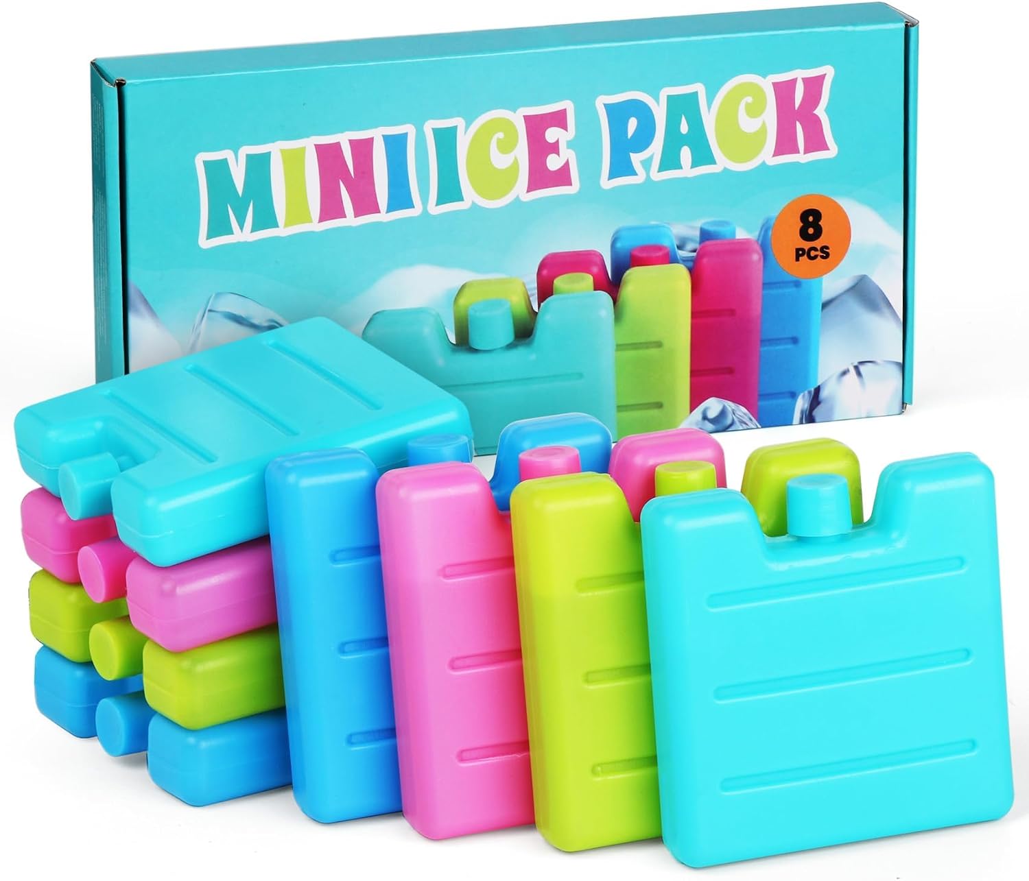 Lemonfilter 8 Pack Reusable Small Ice Packs for Lunch Boxes, Freezer Packs for Coolers Leak-Proof Long Lasting Cool Packs for Camping, Travel, Picnic, Work, Fishing