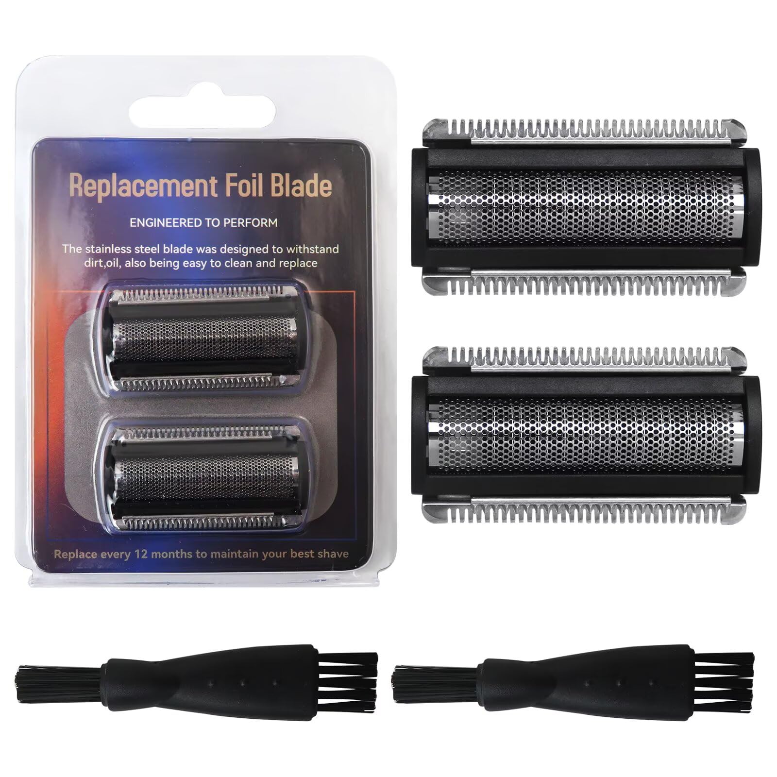 WELURE 2Pcs Replacement Foil Blade Compatible for MANSCAPED The Lawn Mower 5.0 Ultra Hair Trimmer, Stainless Steel Groin Hair Foil Shaver Head for Close Body Hair Grooming