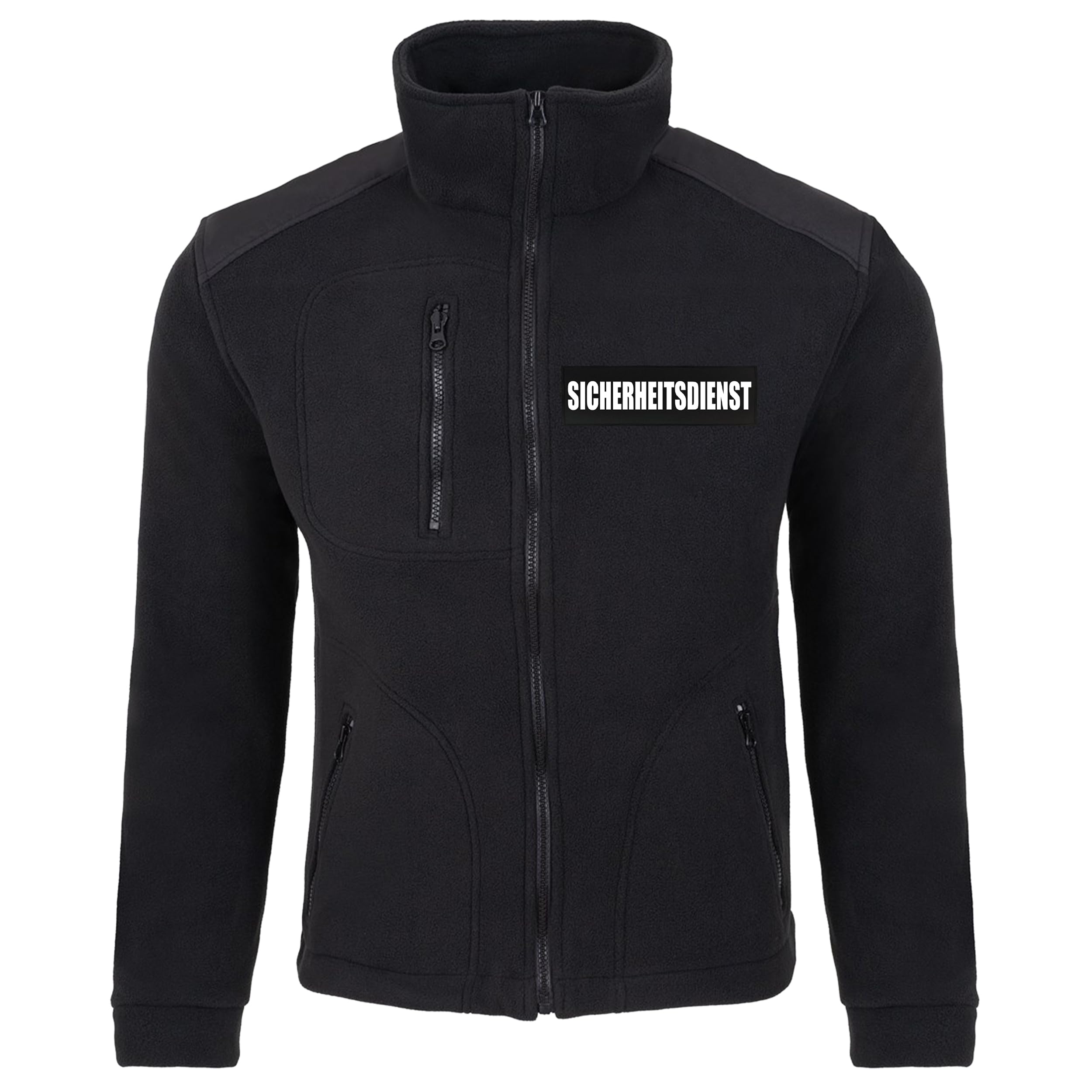 Sicherheitsdienst Fleecejacke Herren – Funktionale Arbeitsjacke aus warmem Polar-Fleece mit Aufdruck vorne & hinten, ideal als HI VIZ Security Fleece Jacke, Wachschutz, wahlweise mit Deutschlandflagge