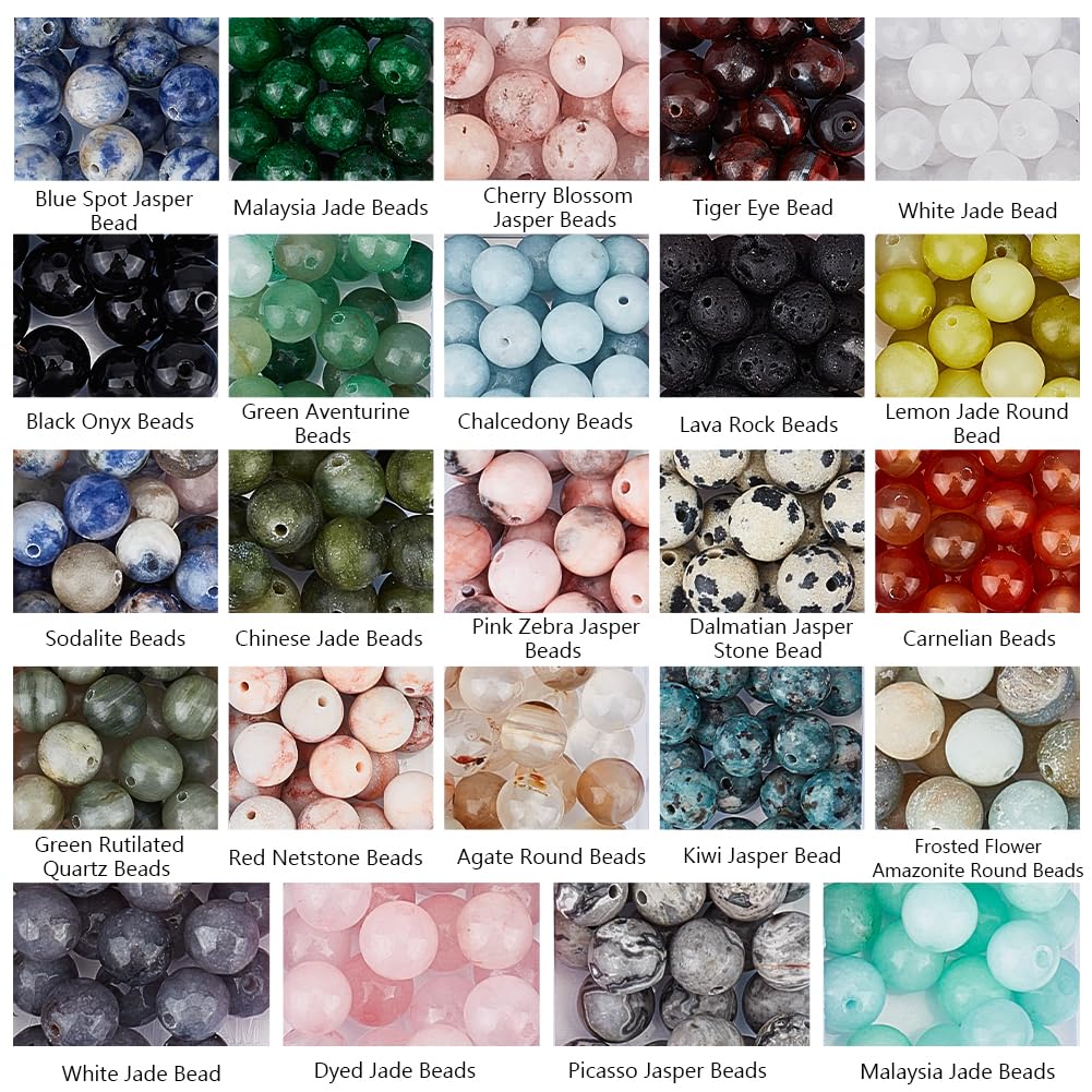 24 Perles De Jade Naturel - Diamètre 8 Mm - Pour Création De Bijoux - Neuf
