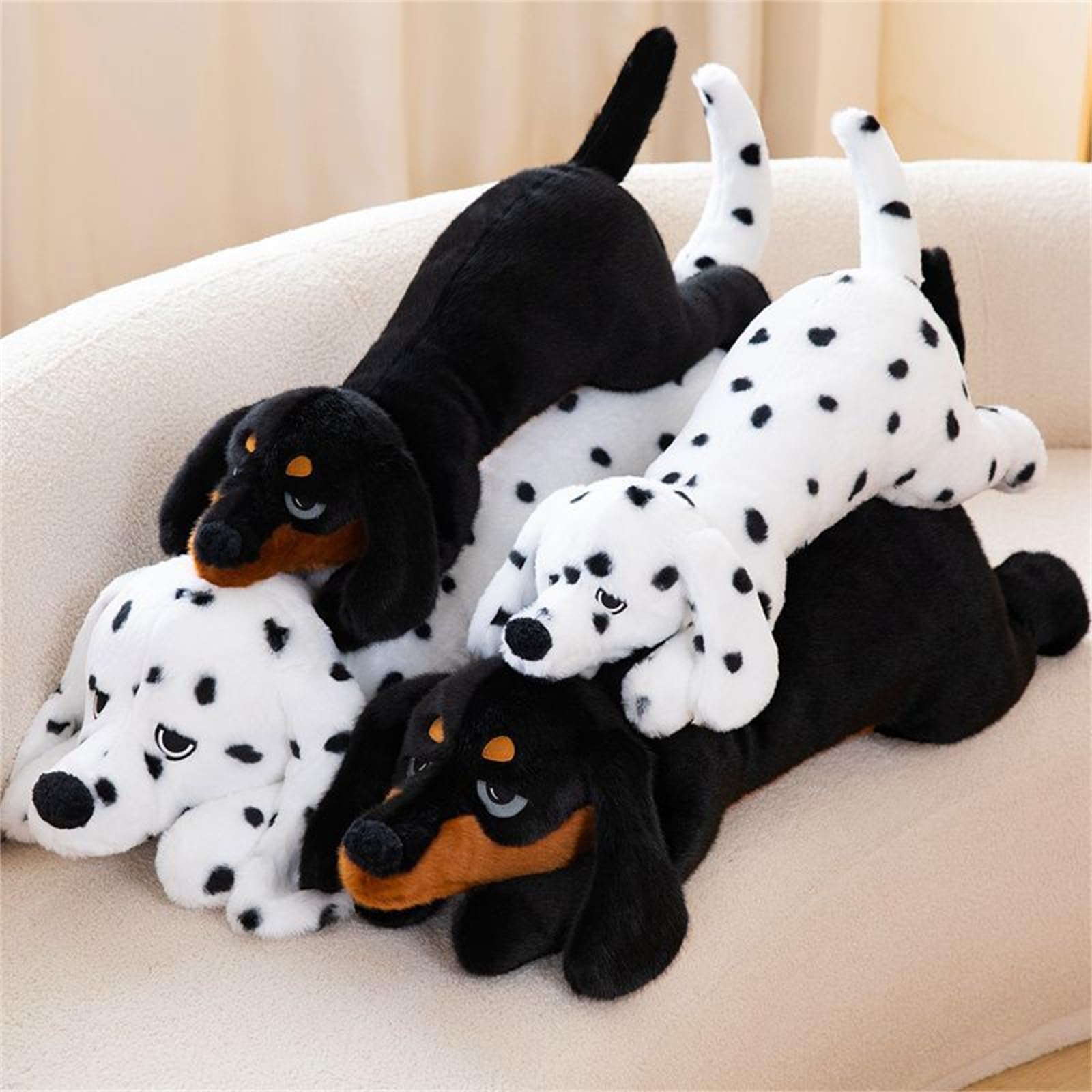 Lang Riesen Plüschhund Kuscheltier XXL Dackel Stofftier Dalmatiner Plüschtier,Liegende Plüschhund,Niedliches Kuscheltier,Lebensecht Plüschtier Spielzeug,Geschenke für Mädchen Jungen (100cm,Dalmatiner)