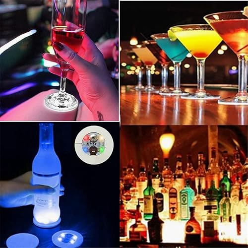 Miniatura 4 de 20 posavasos LED redondos para botella de licor de vino, fiesta de bebidas, fiesta de bar (multicolor)