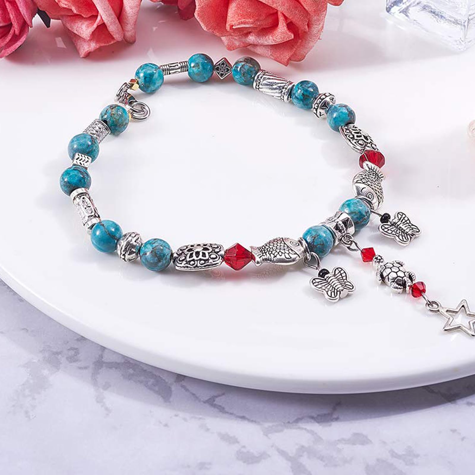 Distanziatore Disco Tibetano Decorato Color Argento Diametro 0.65 Cm - Foto 6