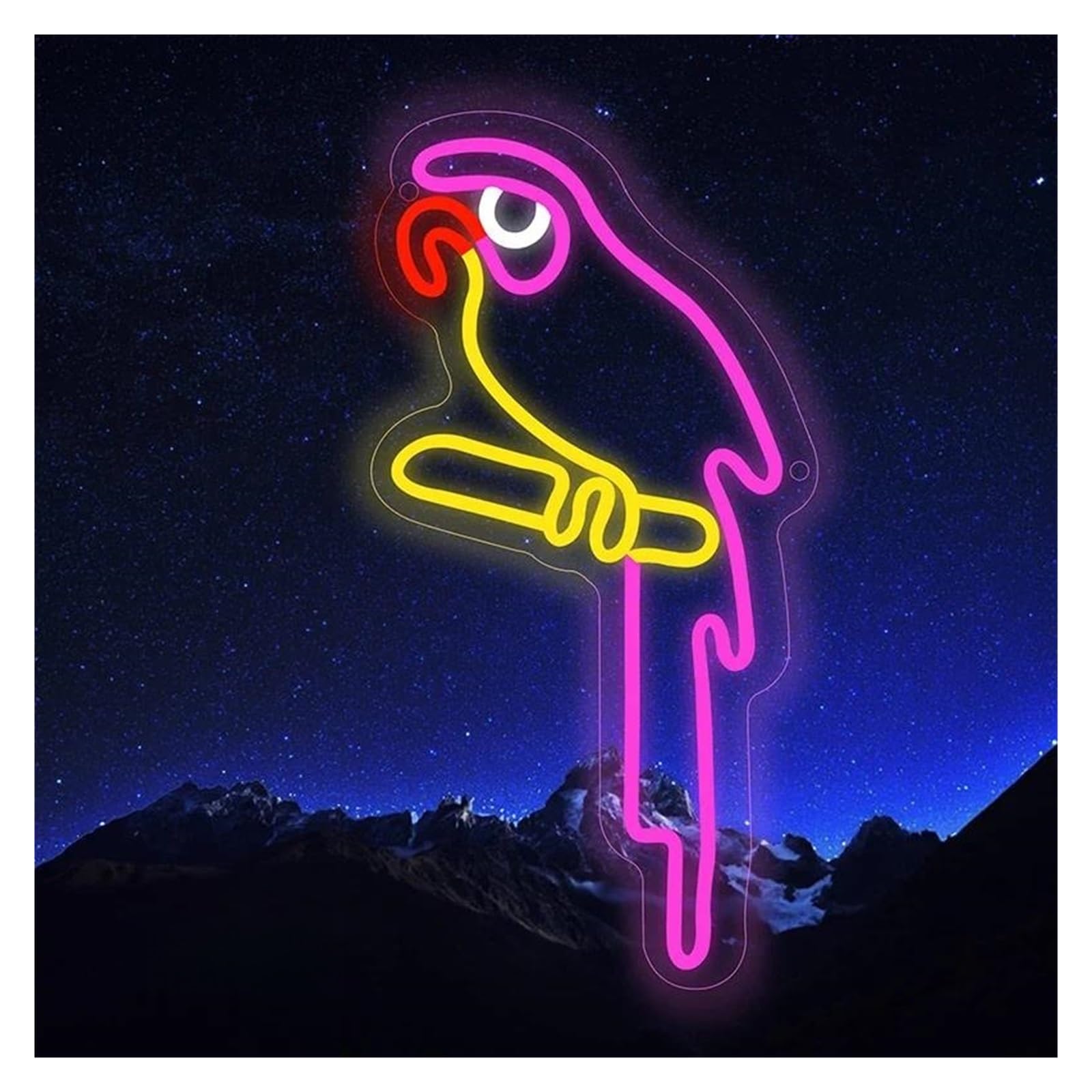 Shouxi B Sign Lamp Parrot Ird Neon Sign Light Animal Ird Nightlight Lamp Room Wall Party Decor Ussiness Logo For Shop 23Cmx40cm(B)