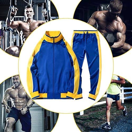 Miniatura 7 de AOTORR - Conjunto deportivo de 2 piezas para hombre, sudaderas con cremallera completa y manga larga, conjunto casual para hacer deporte y trotar