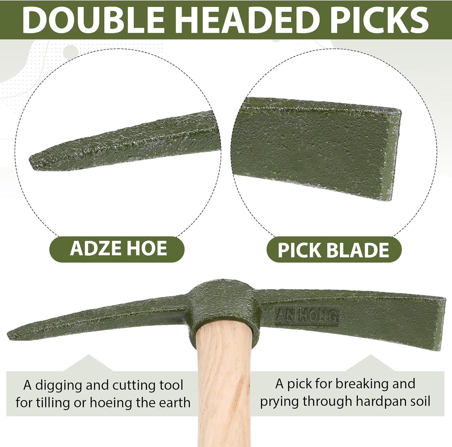Lothee 8 Pcs Pick Mattock Hoe 14 Inch Heavy Duty Forged Garden Pick Axe with Non-Slip Handle Weeding Mattock Hoe Agriculture Hand Tools for Weeding Cultivating Camping or Prospecting