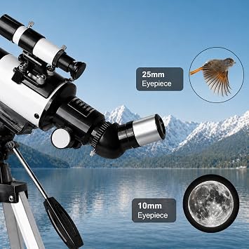 Koolpte Telescope for Kids & Adults - 70mm Aperture 500mm AZ Mount Fully Multi-Coated Optics Astronomical refracting Portable Telescopes, with Tripod Phone Adapter, Carrying Bag, Remote Control White