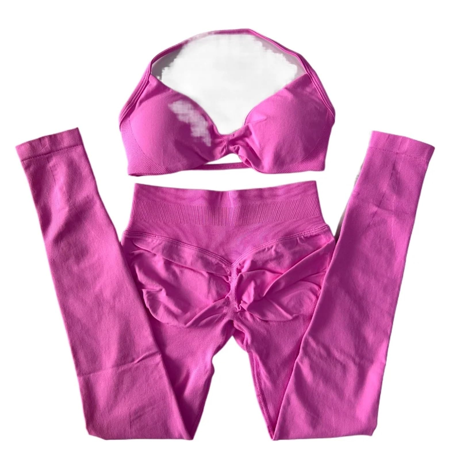 Sport Set Damen 2-teiliges Set mit Riemchen-Yoga-BH, Sport-Top, Workout-Leggings-Set, nahtloses Fitnessstudio-Set, Fitness-Kleidung, Outfit(Color 14,L)