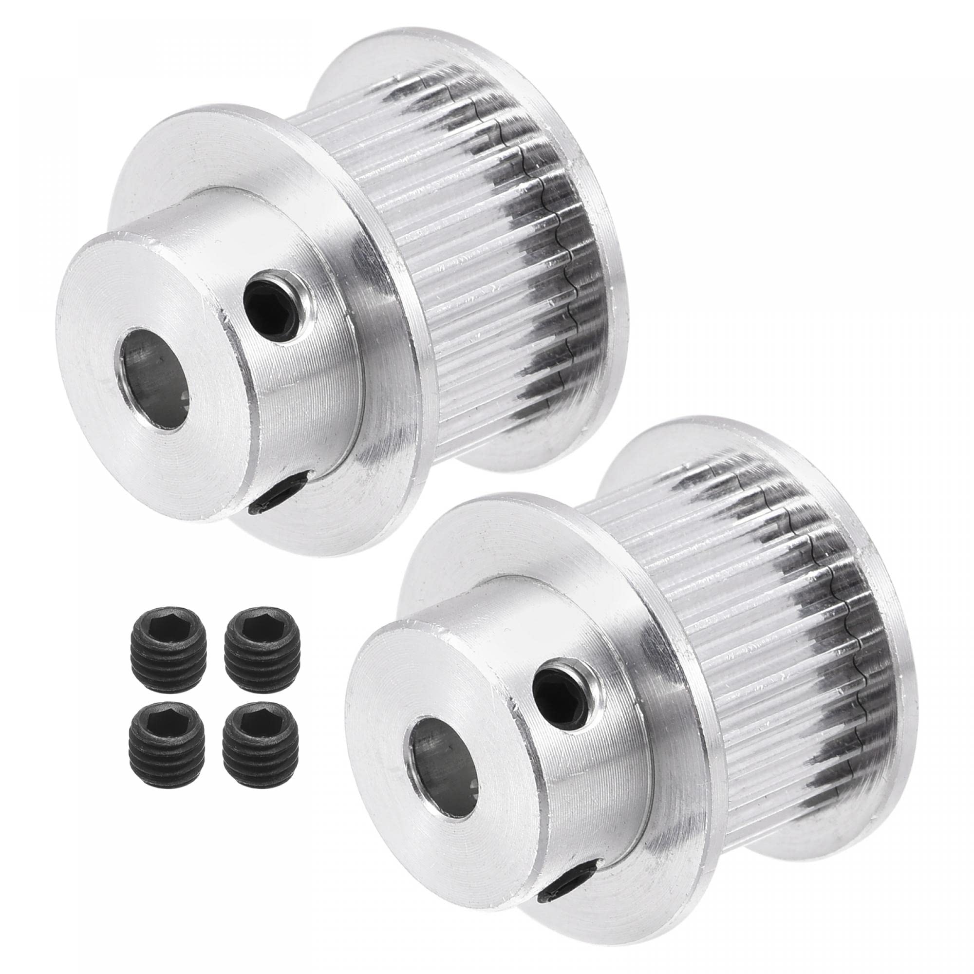 sourcing map30 Teeth 5mm Bore Timing Pulley Synchronous Wheel Silver, for 3D Printer Belts, CNC Machine, Pack of 2