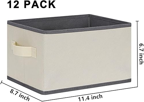 Miniatura 3 de LHZK Paquete de 12 cestas de almacenamiento para estantes, contenedores plegables de tela para organizar estantes, armarios, regalos decorativos,