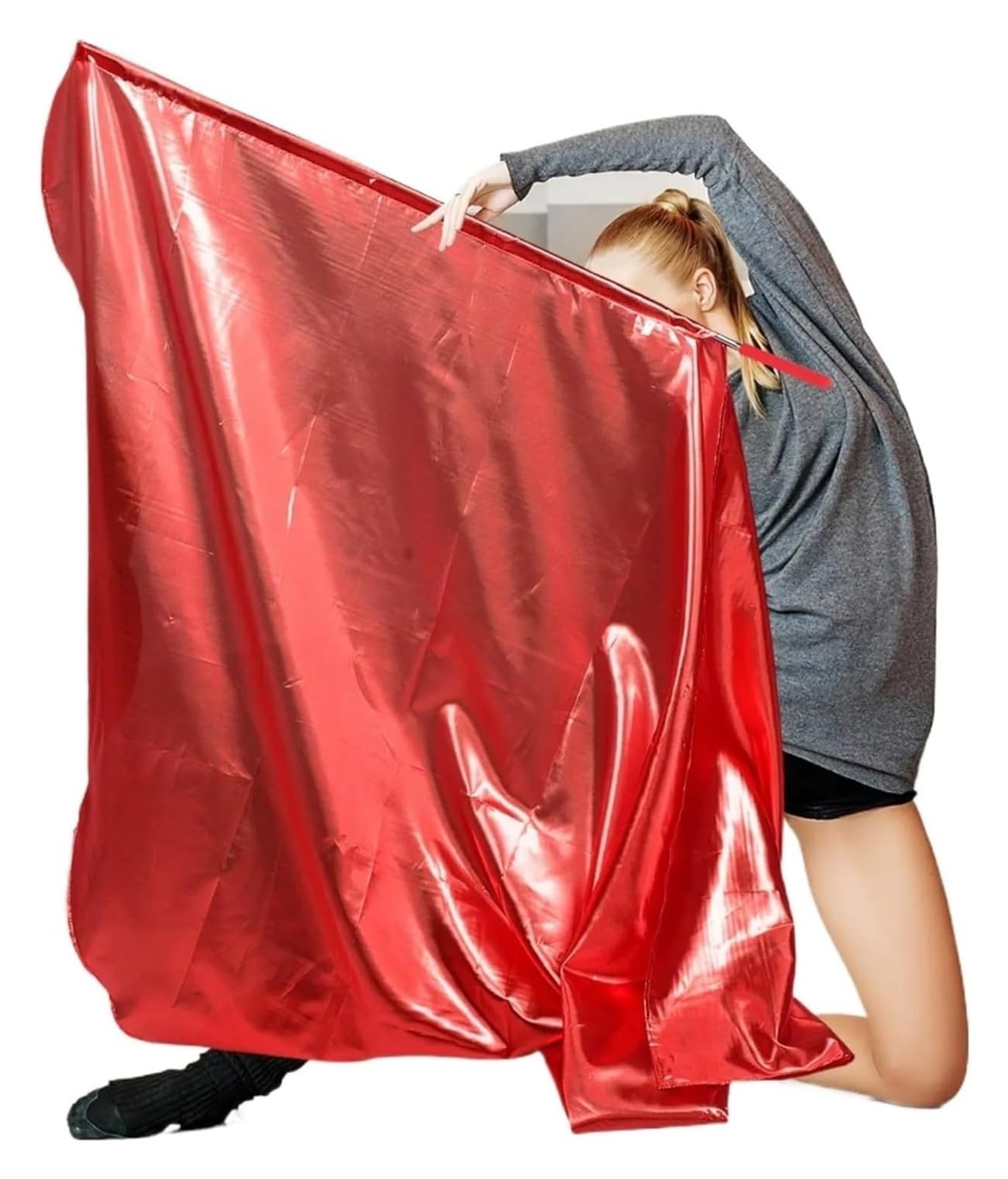 Bandera de danza semicírculo de tela roja | Banderas de danza semicircular de adoración for eventos deportivos y de danza