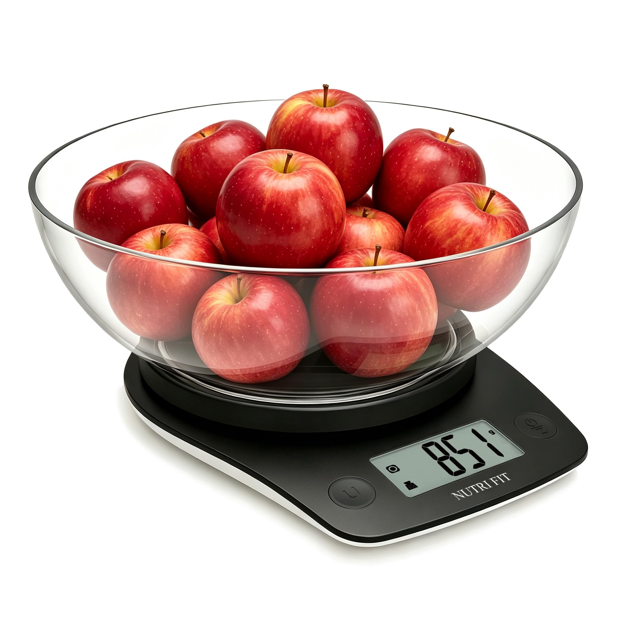NUTRI FIT Digital Food Weight Scale with 2L Bowl, 5kg-1g/11lbs-0.1oz, Black