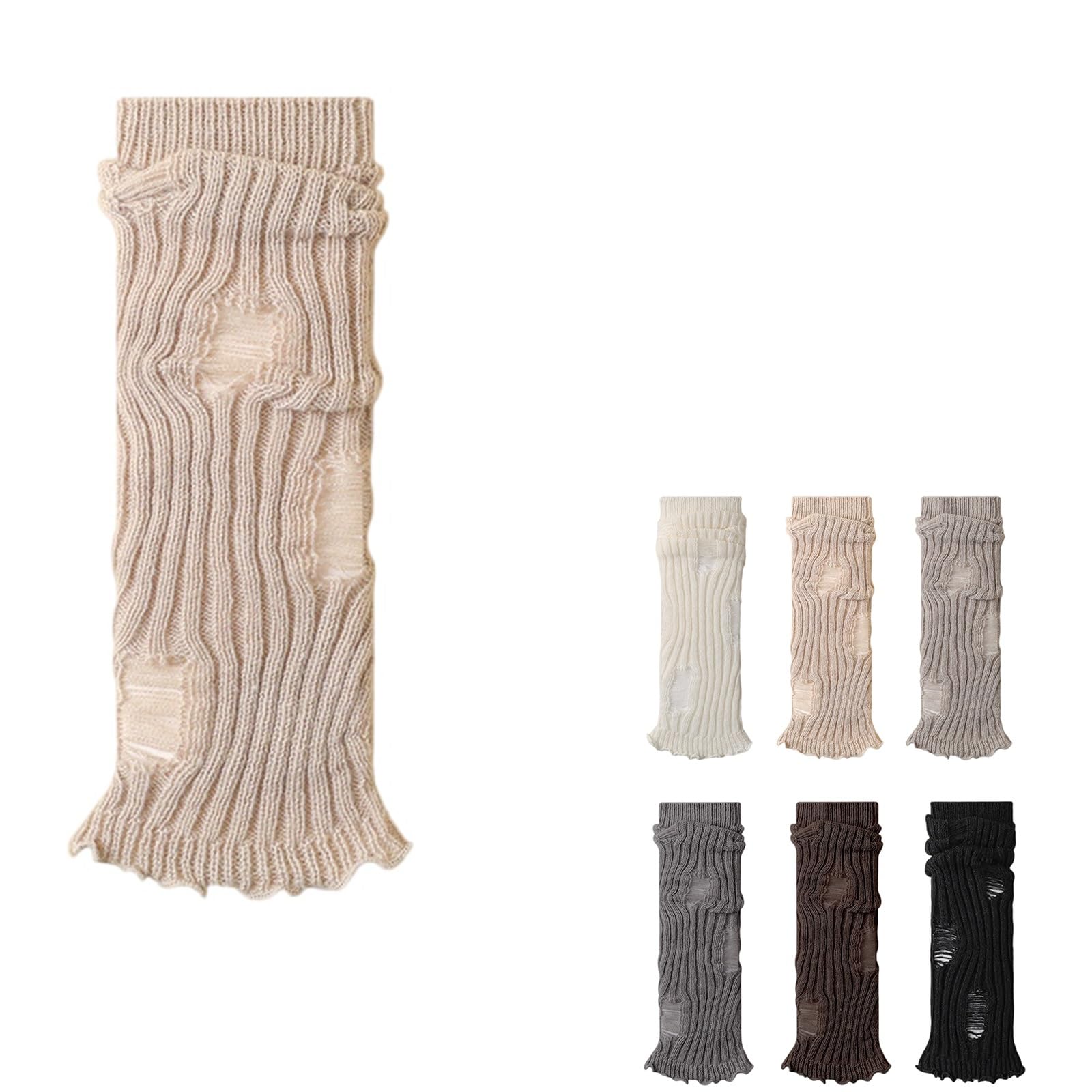 Jambières en tricot pour femmes anti froid avec trous aux pieds