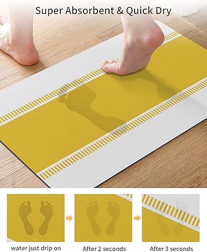 Miniatura 9 de Tapete de baño antideslizante con hojas de flores, de secado rápido y absorbente, de tierra de diatomeas, fregadero, cocina, sala de estar, lavable,