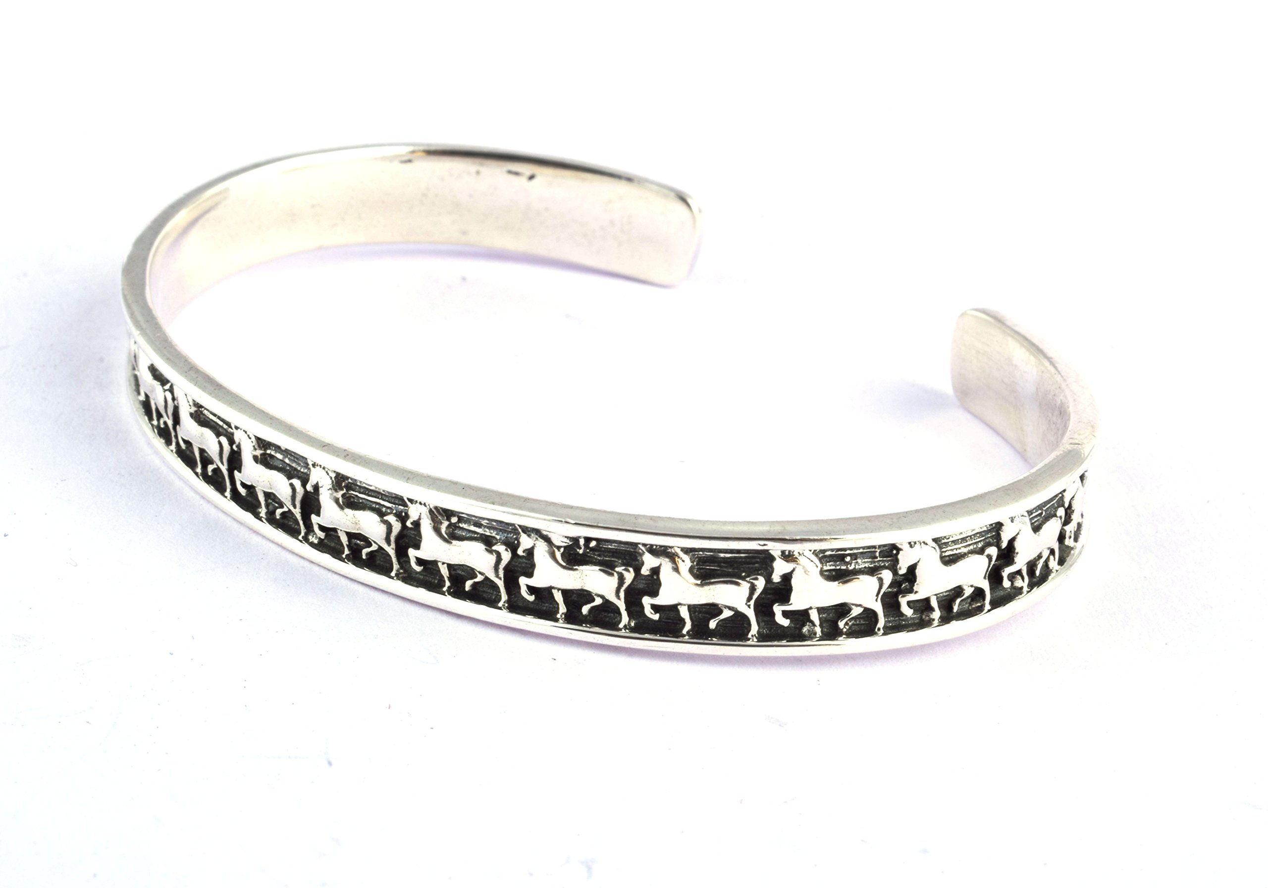 Gem O Sparkle 925 Sterling Silver Oxidized Design Bangle - Cuff Bracelet