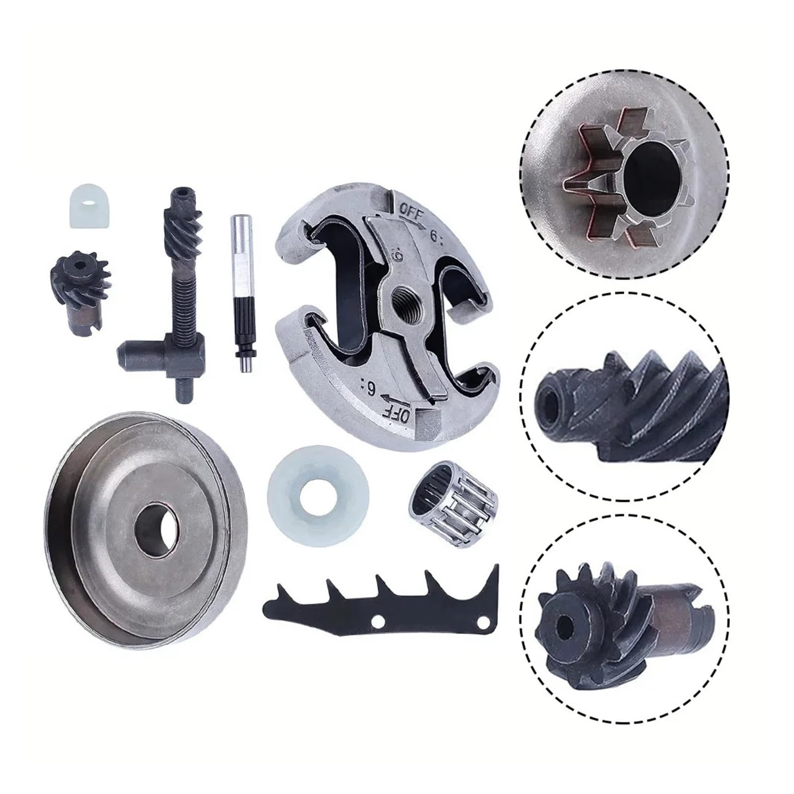 Tambor de embrague con cojinete de agujas Tambor de embrague de motosierra Modelos compatibles Piezas de repuesto Kit de tambor de embrague de motosierra T