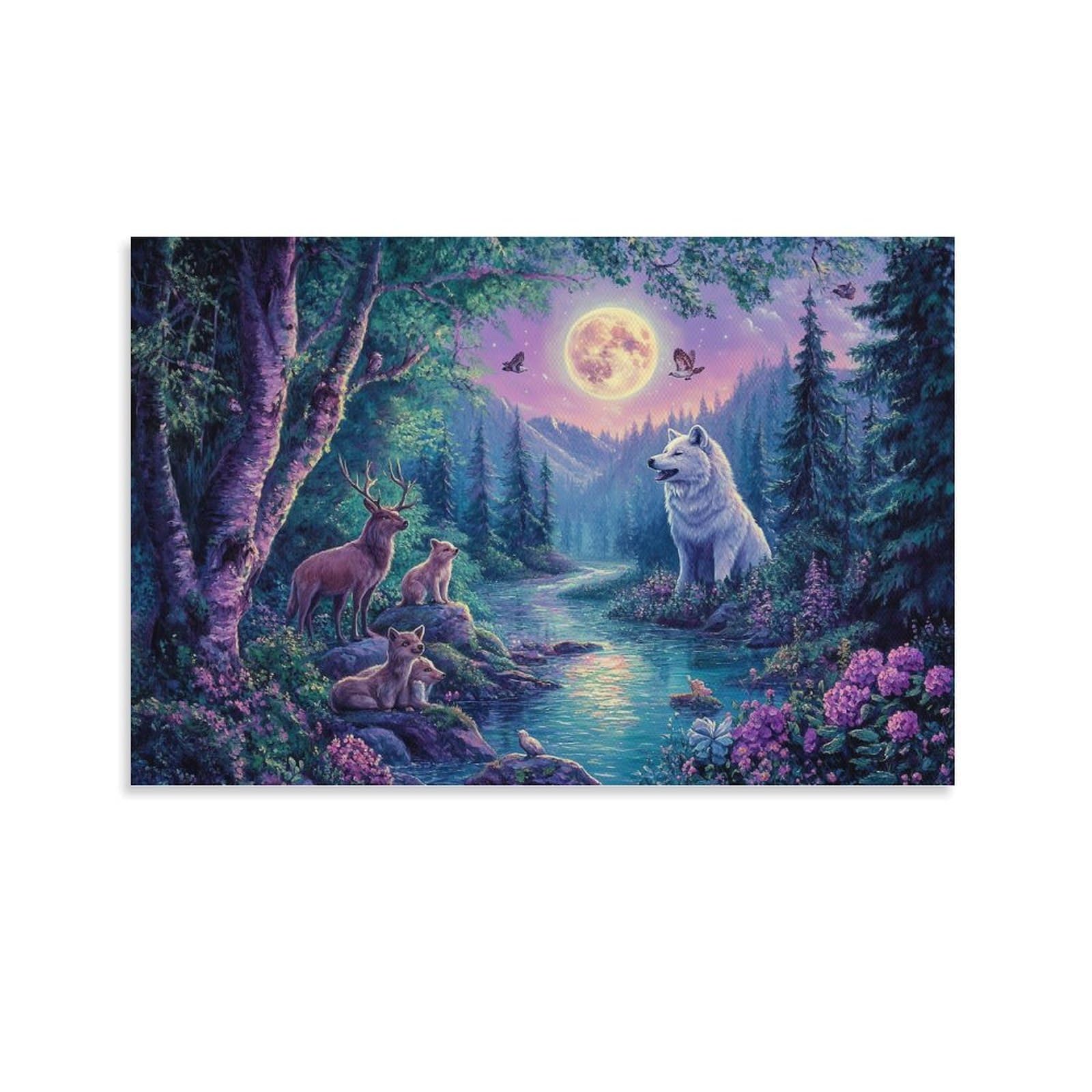 YYVKPMLXC White Wolf Canvas Wall Art Customised Personalised Photo on Canvas for Bedroom Room Picture Digitally Printed 08x12inch(20x30cm)