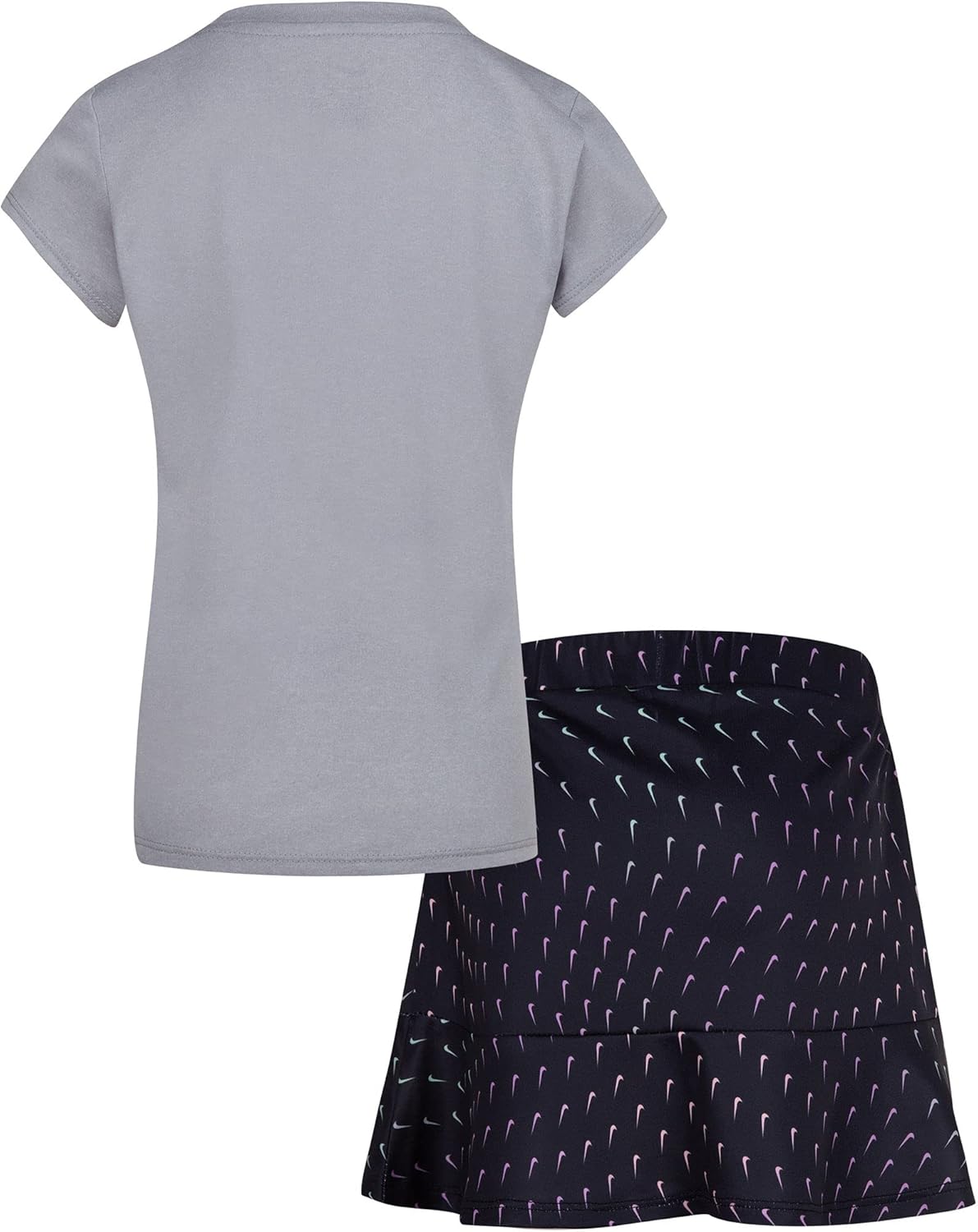 Nike Toddler Girls' Swoosh Wave T-Shirt And Scooter 2 Piece Set (Grey(26J180-023)/B, 2T)