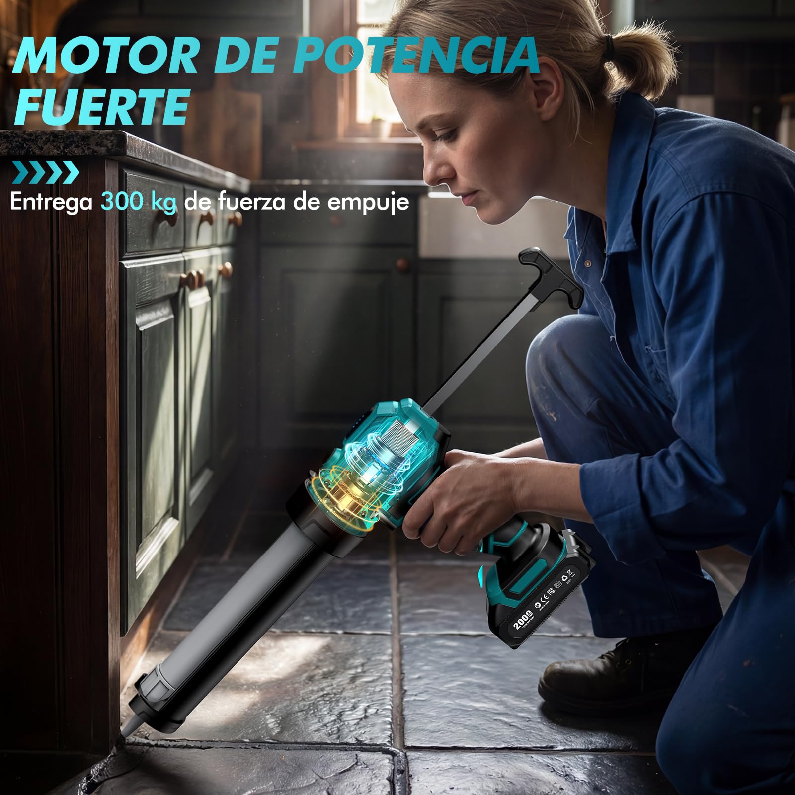 Pistola Silicona Eléctrica Compatible con 18V-Makita Baterías | Pistola Silicona Bateria con Luces LED, Pistola Silicona Bateria Profesional para 300 ml de Calafateo (Baterías no Incluidas)