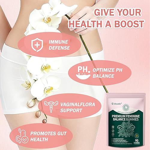 Miniatura 3 de Decatela 90 gomitas de equilibrio femenino prémium para mujeres, con probióticos, equilibrio del pH y apoyo inmunológico + control de olores, sabor