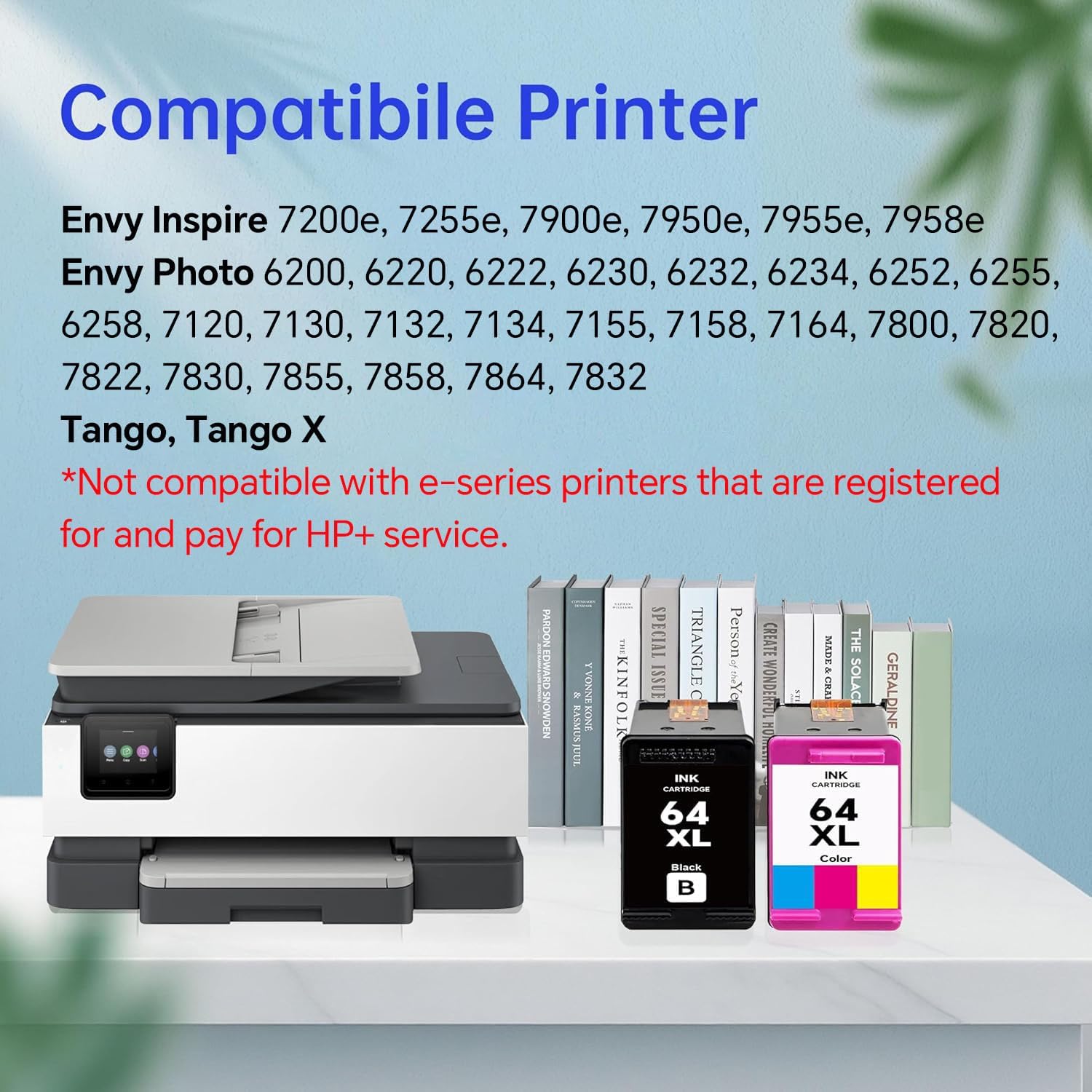 64XL Black and Color Ink Cartridges Replacement for HP 64 64XL Ink Cartridge Combo Pack for HP Envy Photo 7855 7858 7155 7158 7900 7800 6255 6258 Tango Tango X Printers