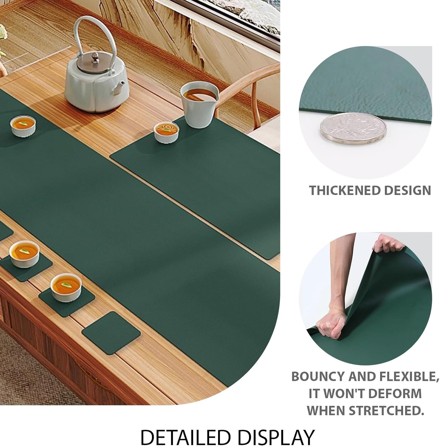 Table Runner,Seasonal Autumn Kitchen Dining Table Decoration,Does not curl, and has Been Cleaned with a Leather-Textured Surface,for Dresser, Dining, Holiday.(Black,11.8*86.6in)